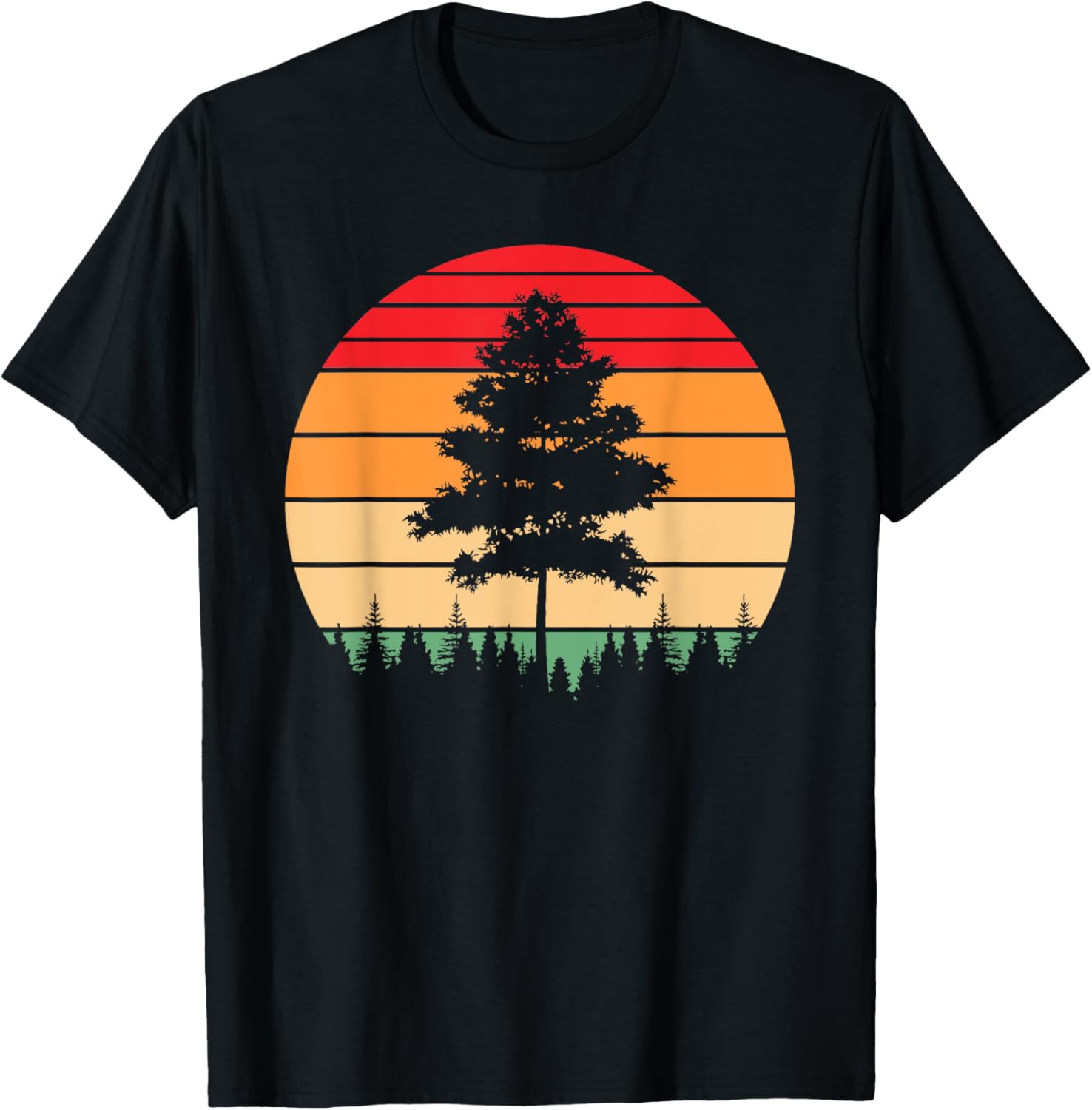 Minimalist Pine Tree Retro Sunset Vintage Style