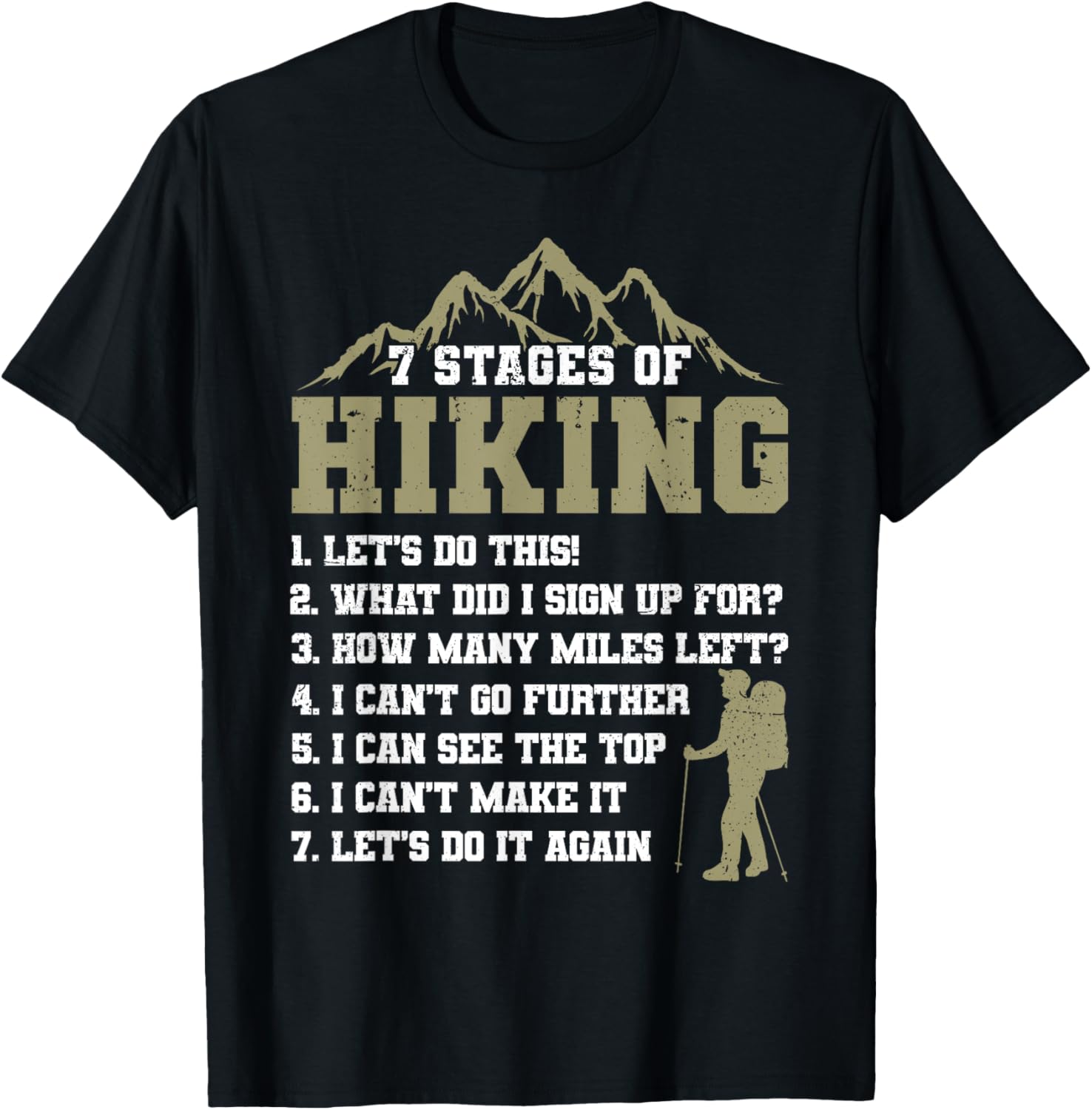 7 Stages of Hiking Funny Outdoor Hiker Men Women