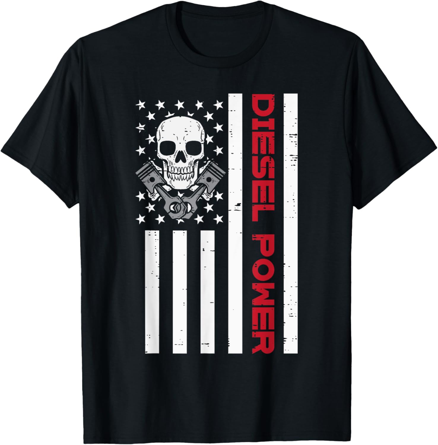 Truck Diesel Power US Flag Skull Patriotic Men Women Kids