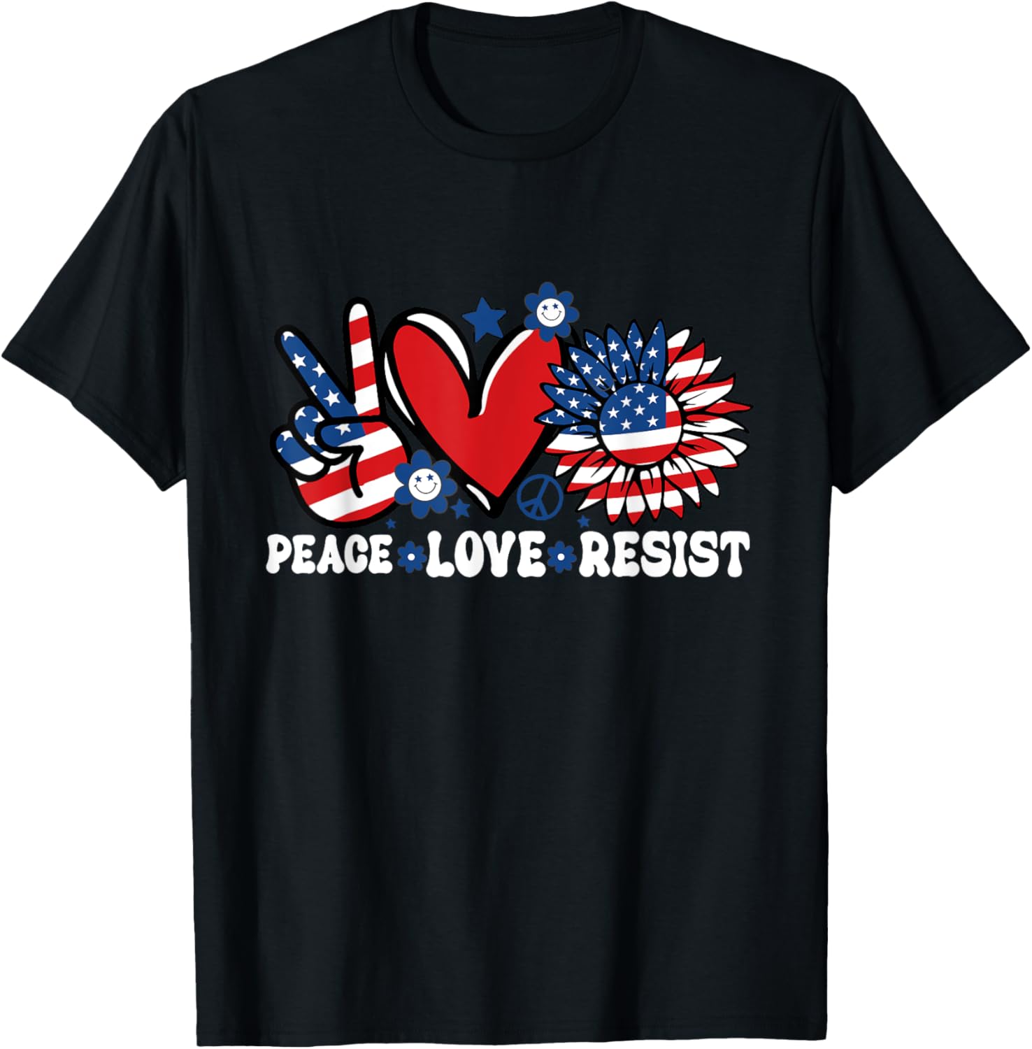 Peace Love Resist American Flag Political Protest