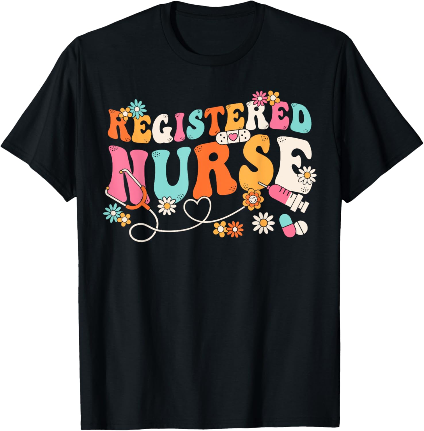 Groovy RN Registered Nurse Week Nursing Stethoscope Cute