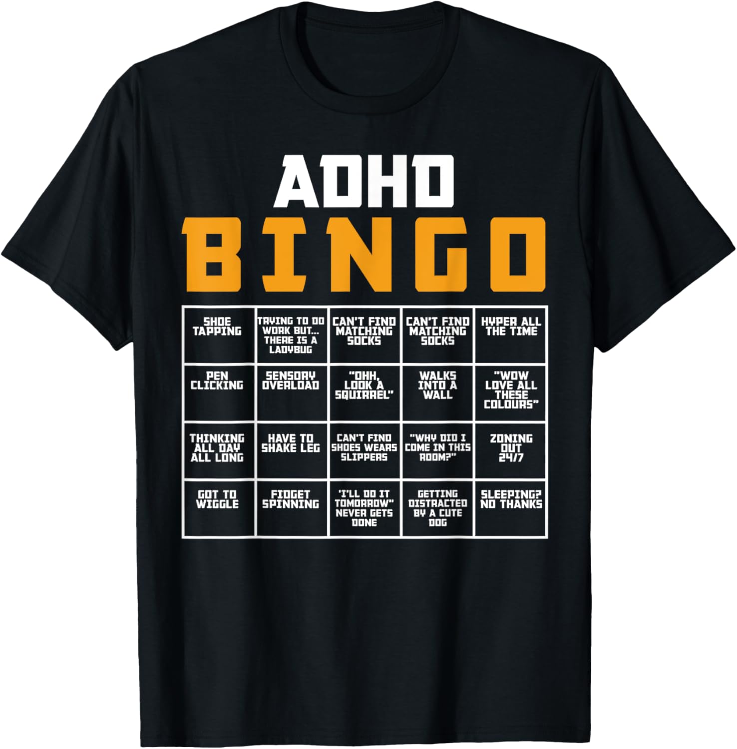 World Mental Health Awareness Day ADHD Bingo Funny