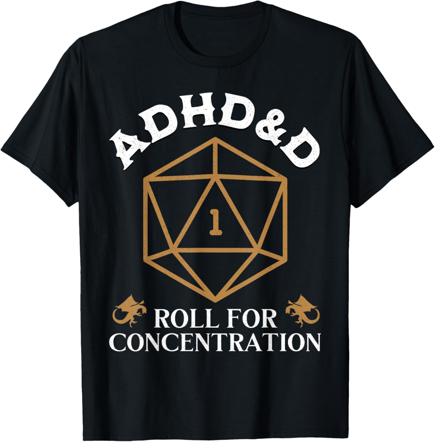 Fantasy Role Playing Game Custom Vintage ADHD&D Roll For Concentration DnD Unisex Adult Black Small