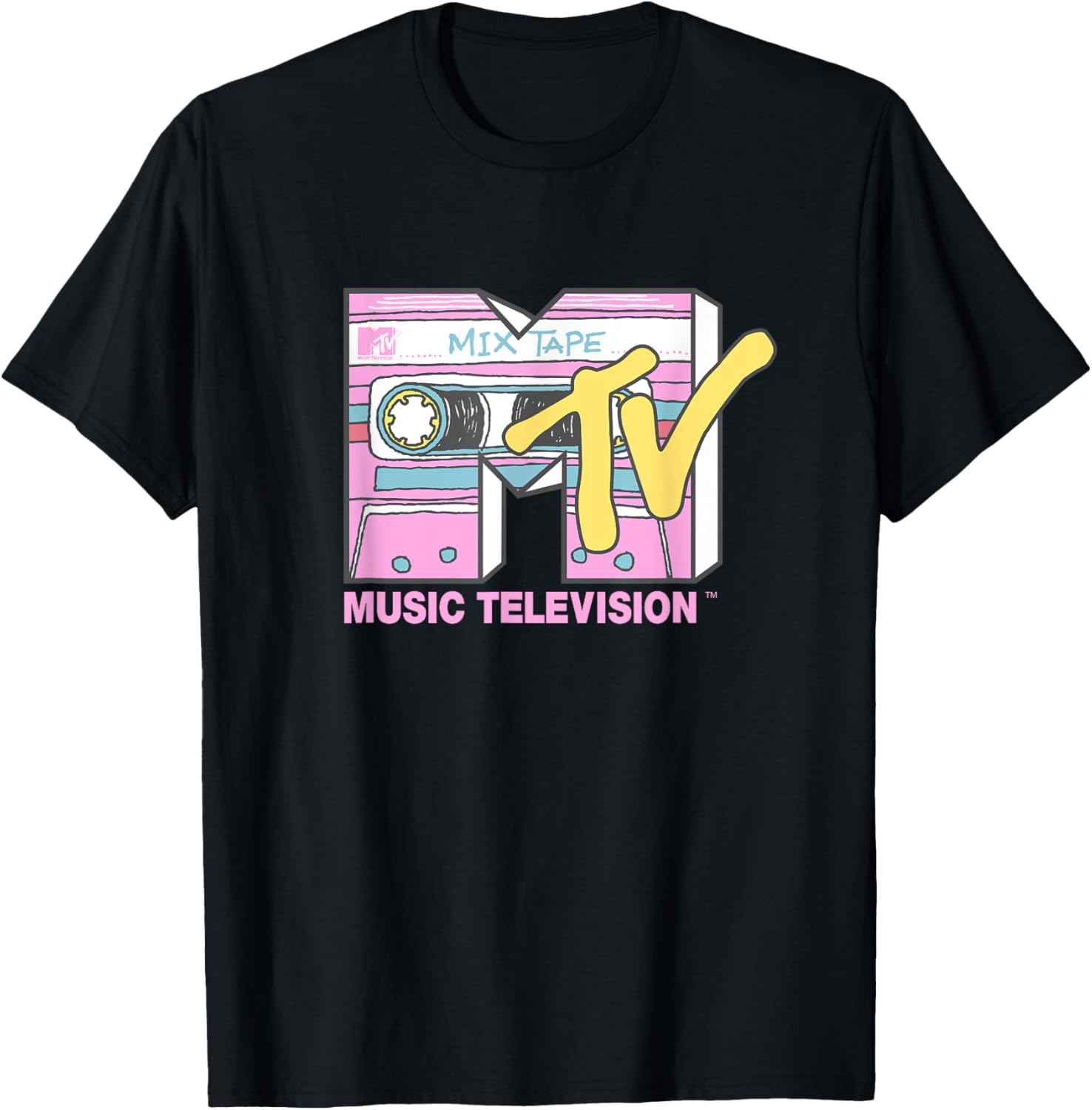 MTV Retro Neon Mix Tape Vintage Cassette Sketch Logo