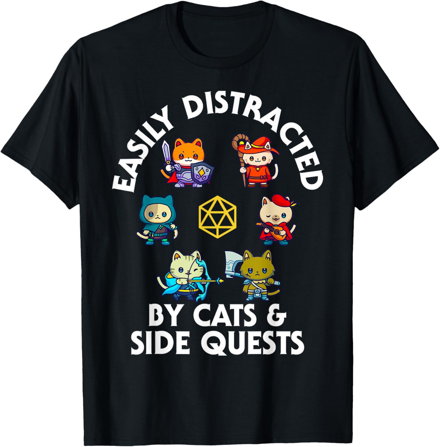 RPG Gamer Cats Side Quest Funny Nerd ADHD Cat Men Women Kids