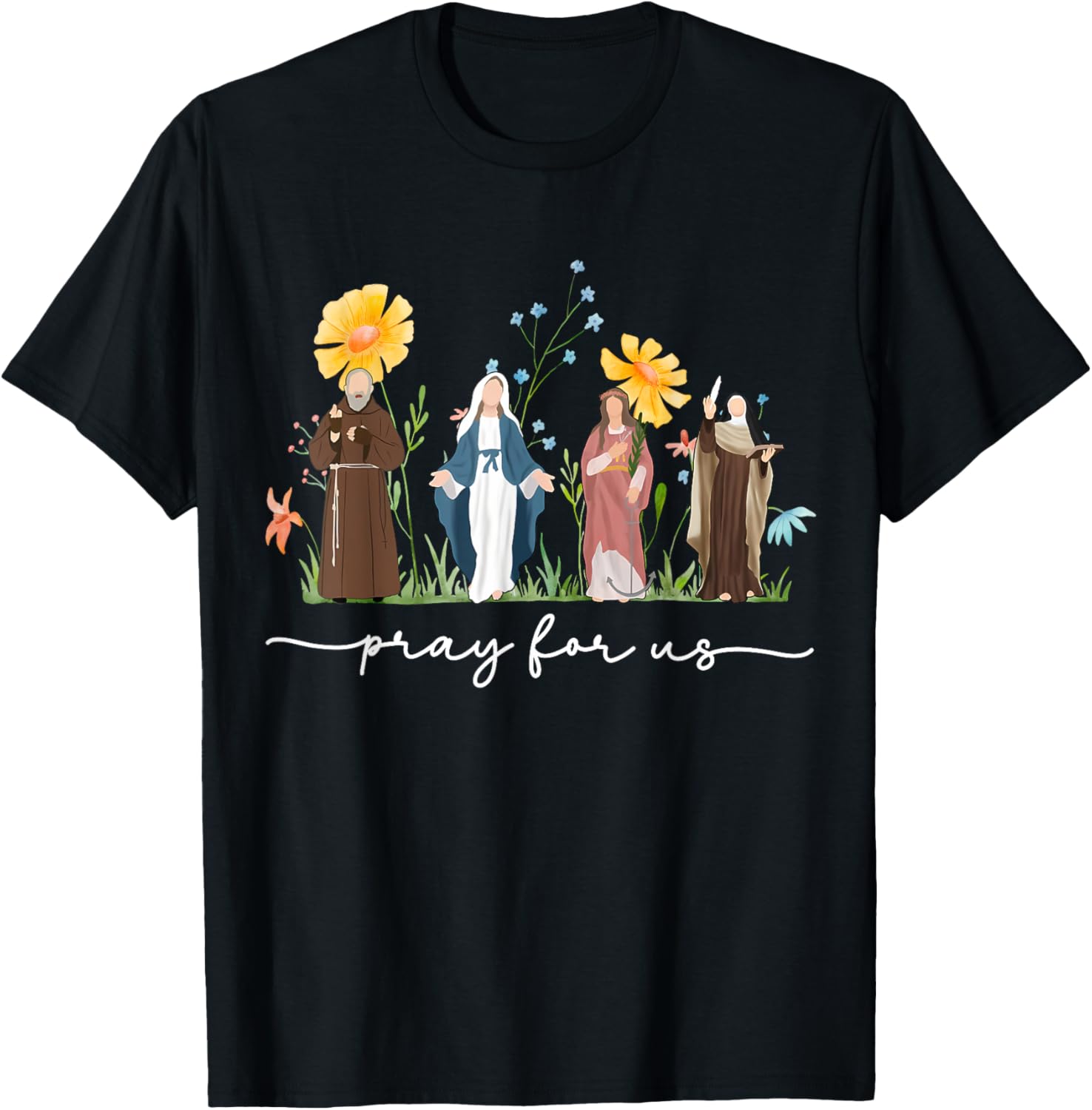 Pray For Us Catholic Saints Floral Religious All Saints Day