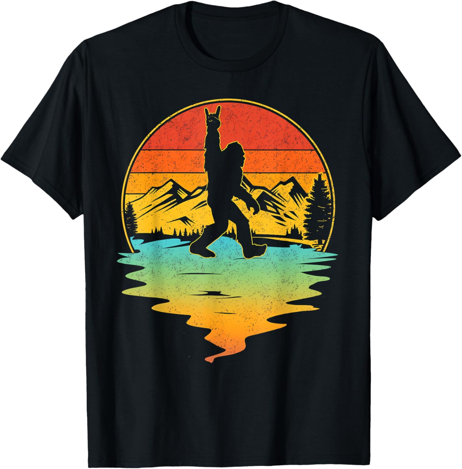 Bigfoot Rock On Sasquatch Rock And Roll Funny Men Graphic