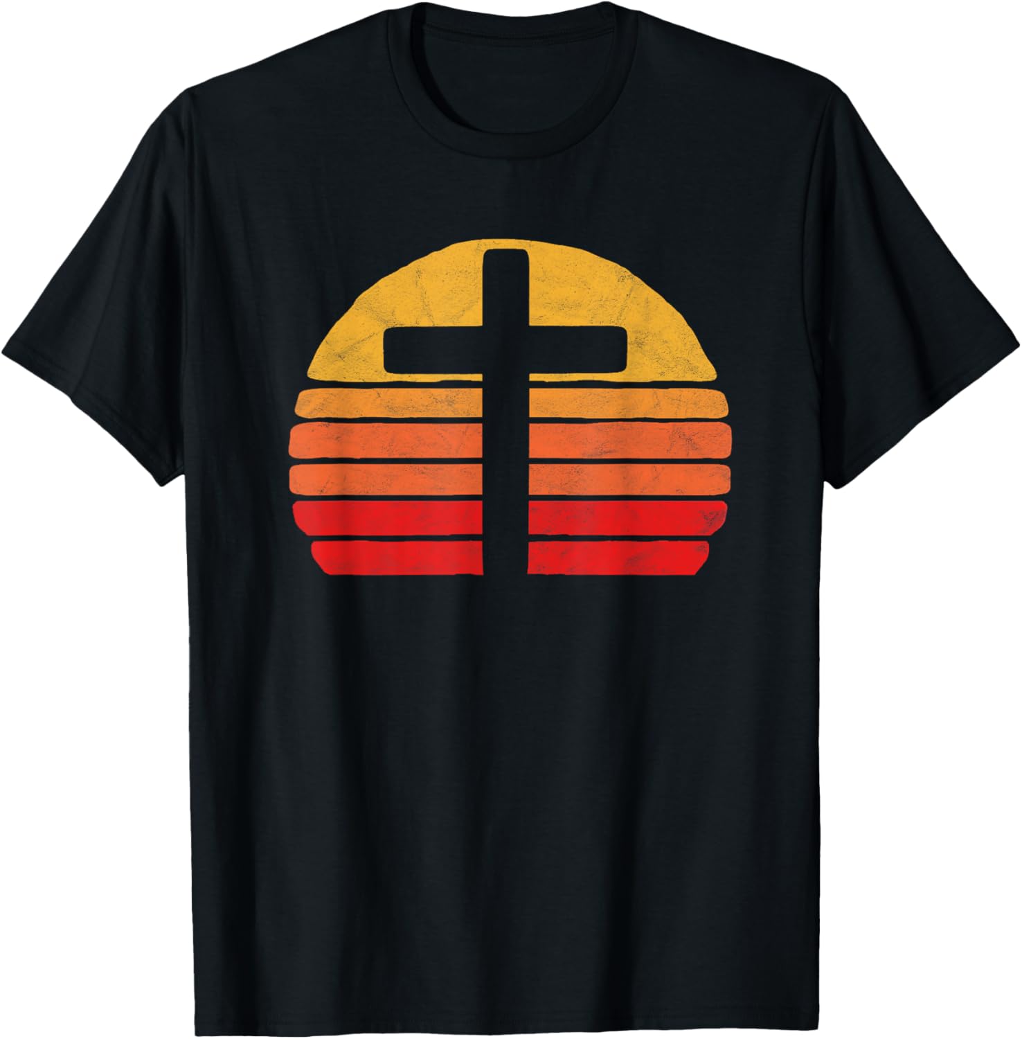 Vintage Christian Cross Retro 80's Style Sun Minimalist