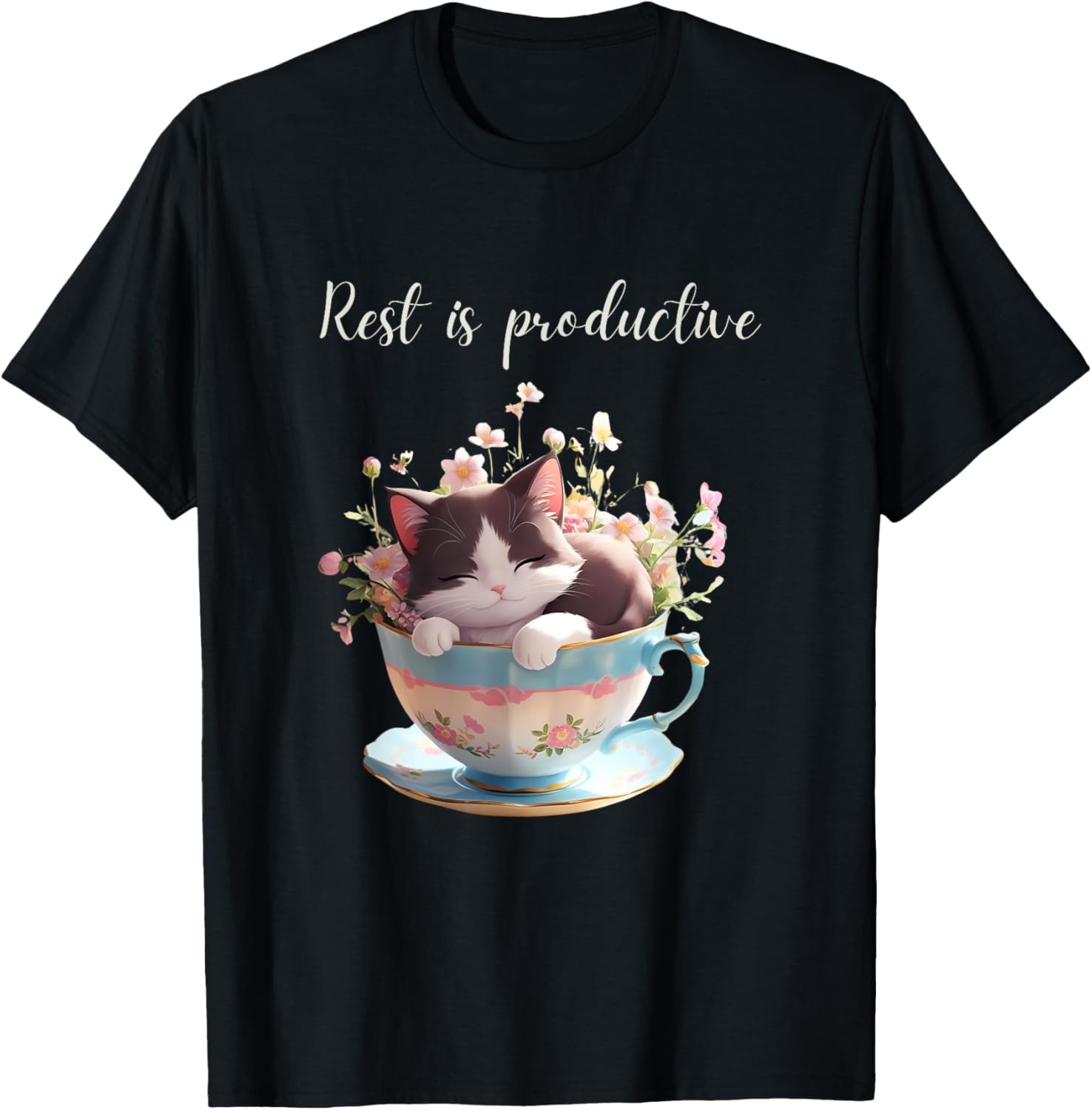 Cute Cat Lovers Rest is Productive Tea Cup Mental Health