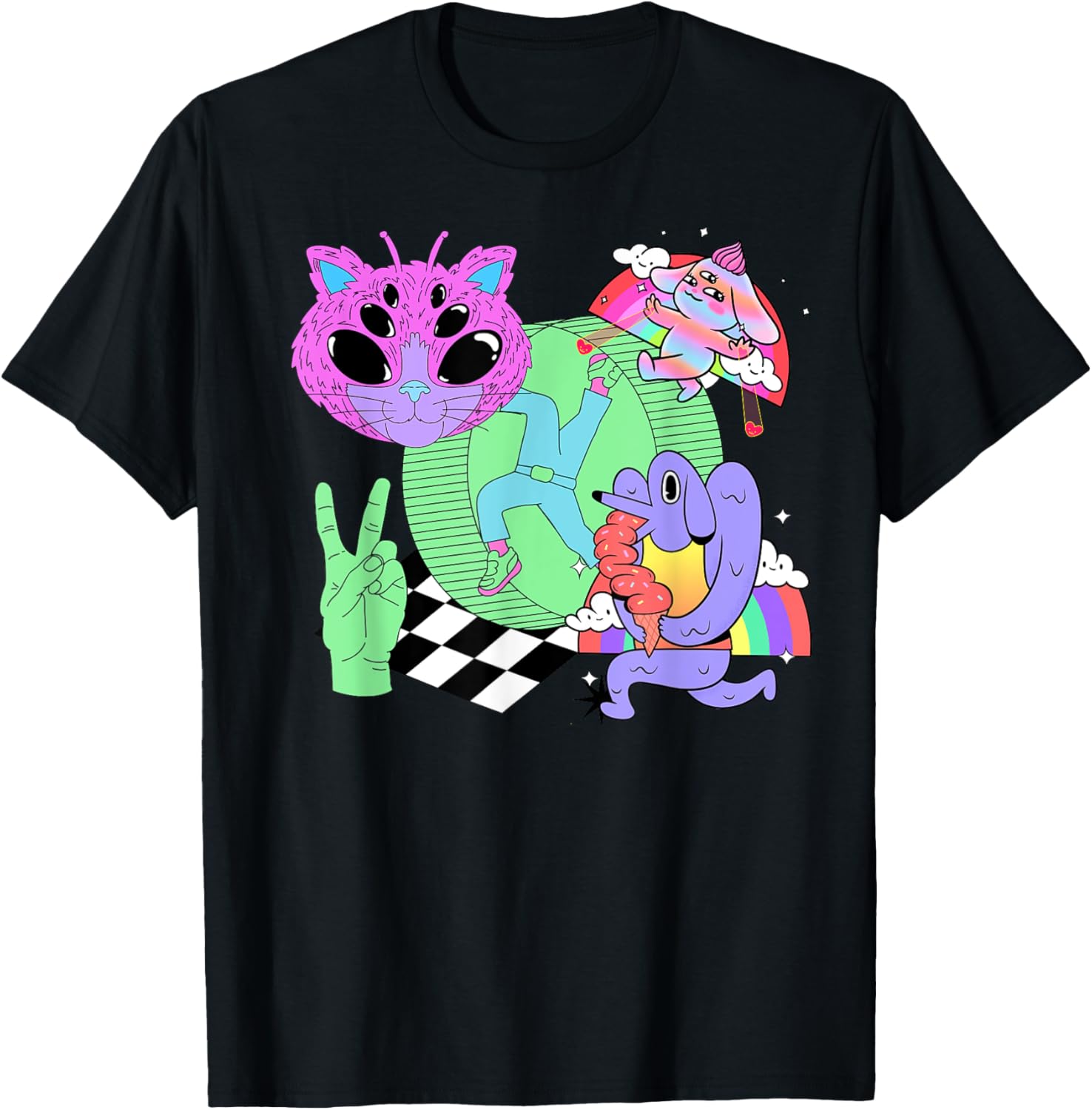 Weirdcore Aesthetic Bright Colorful Checker Print Trippy