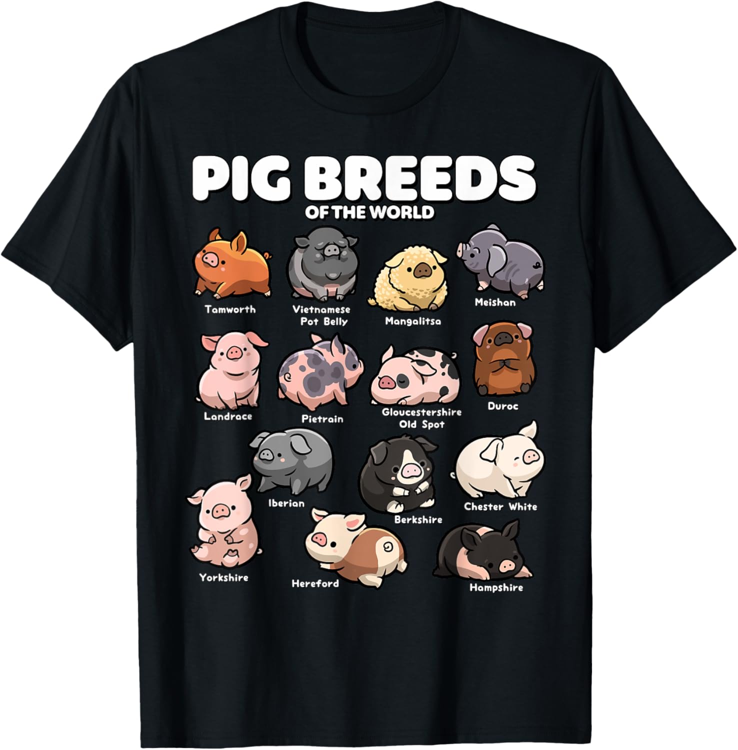 Cute Pig Breeds of the World Funny Farm Animal Lovers