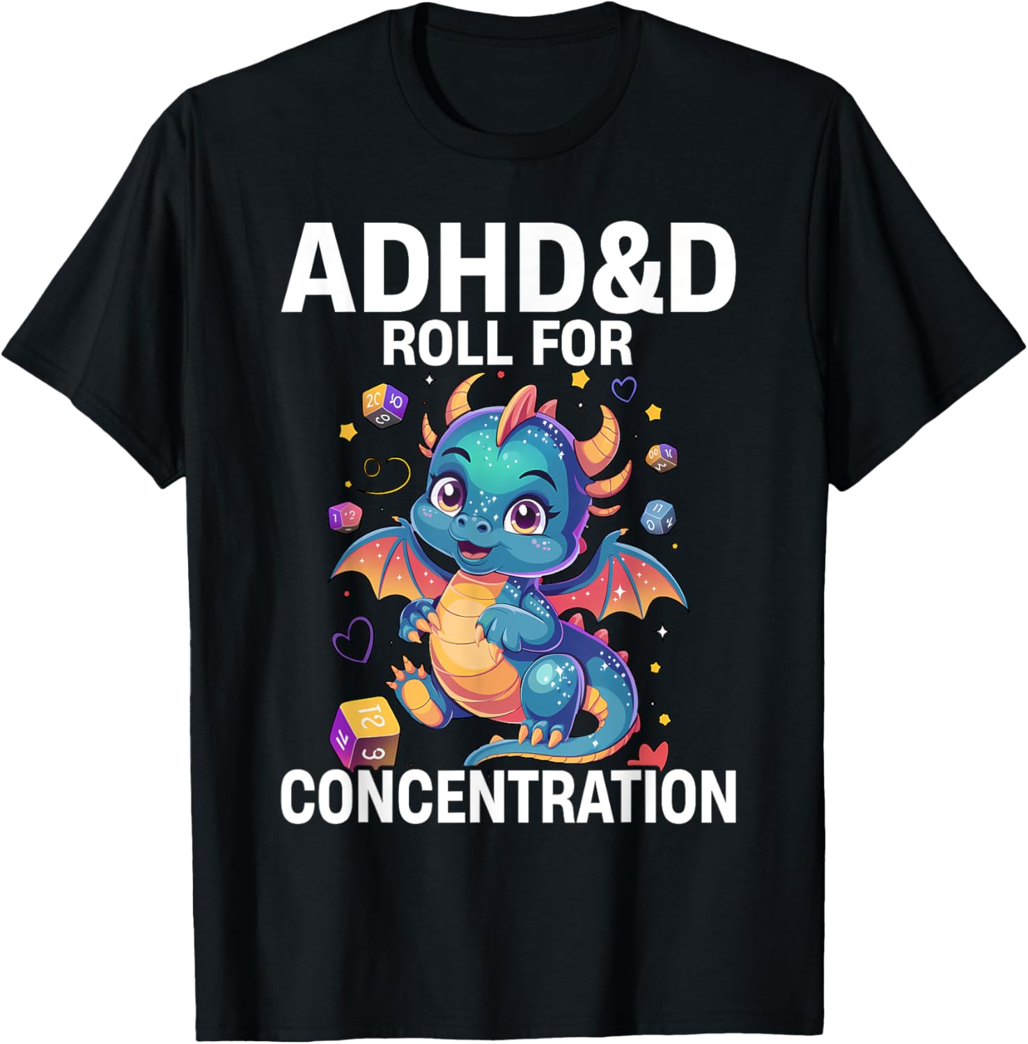 ADHD&D Roll For Concentration Cute Watercolor Dragon