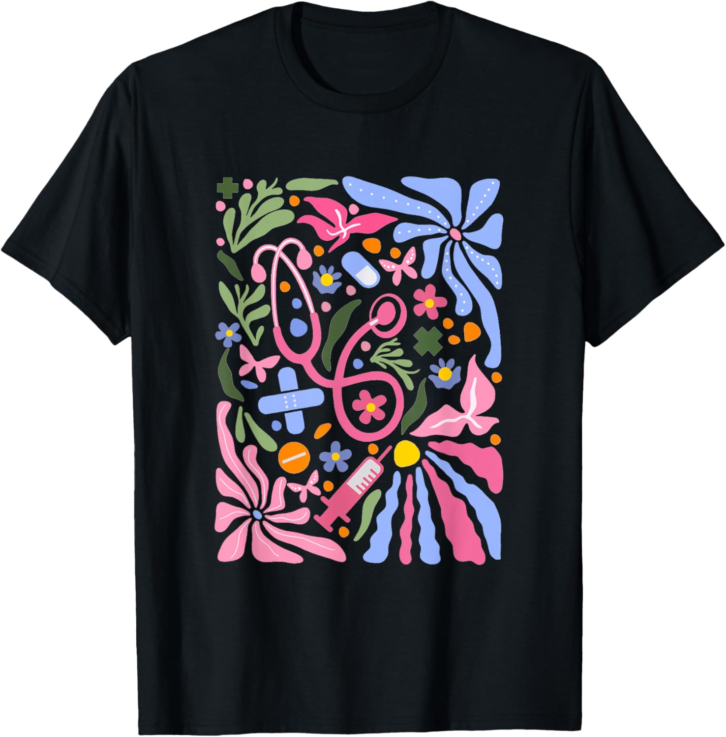 Pink Stethoscope Nurse Retro Boho Floral Health Care Worker