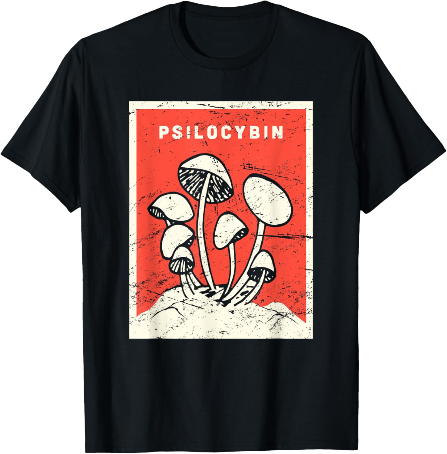 Psilocybin T Shirt   Retro Psychedelic Magic Mushrooms