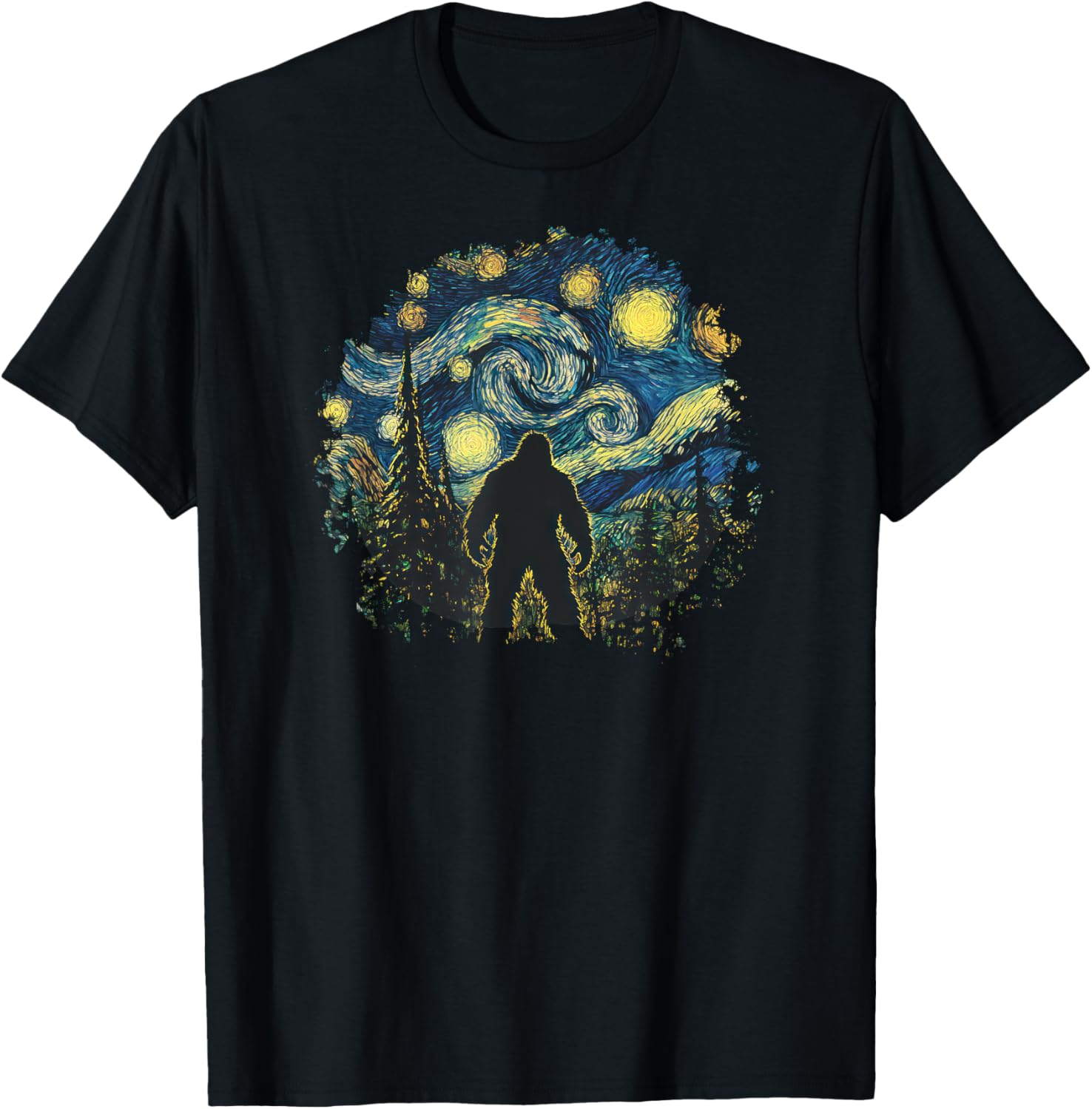 Bigfoot Starry Night Sasquatch Sky Painting Art Graphic