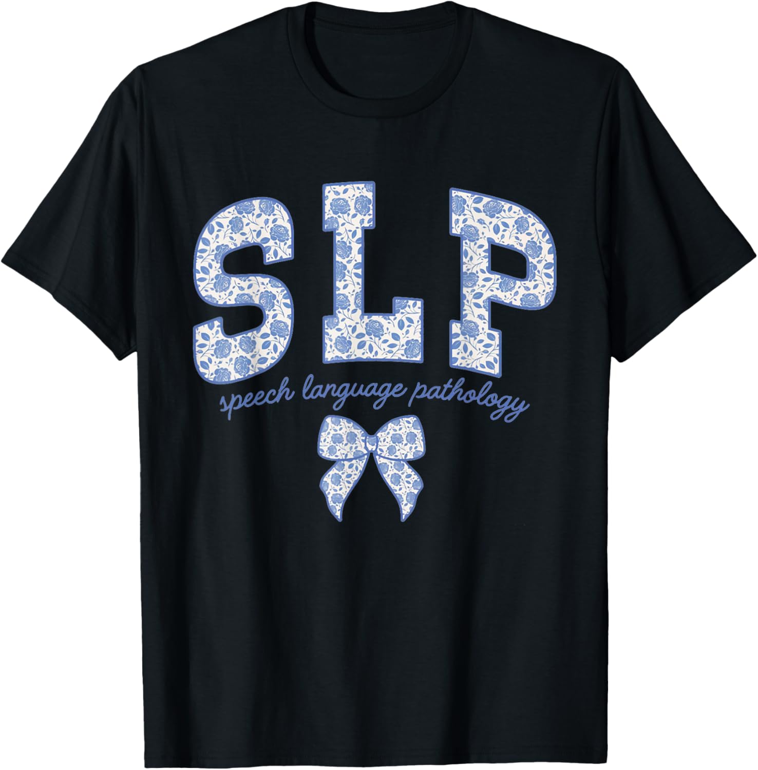 Women Speech Language Pathology SLP Coquette Blue Flower Bow