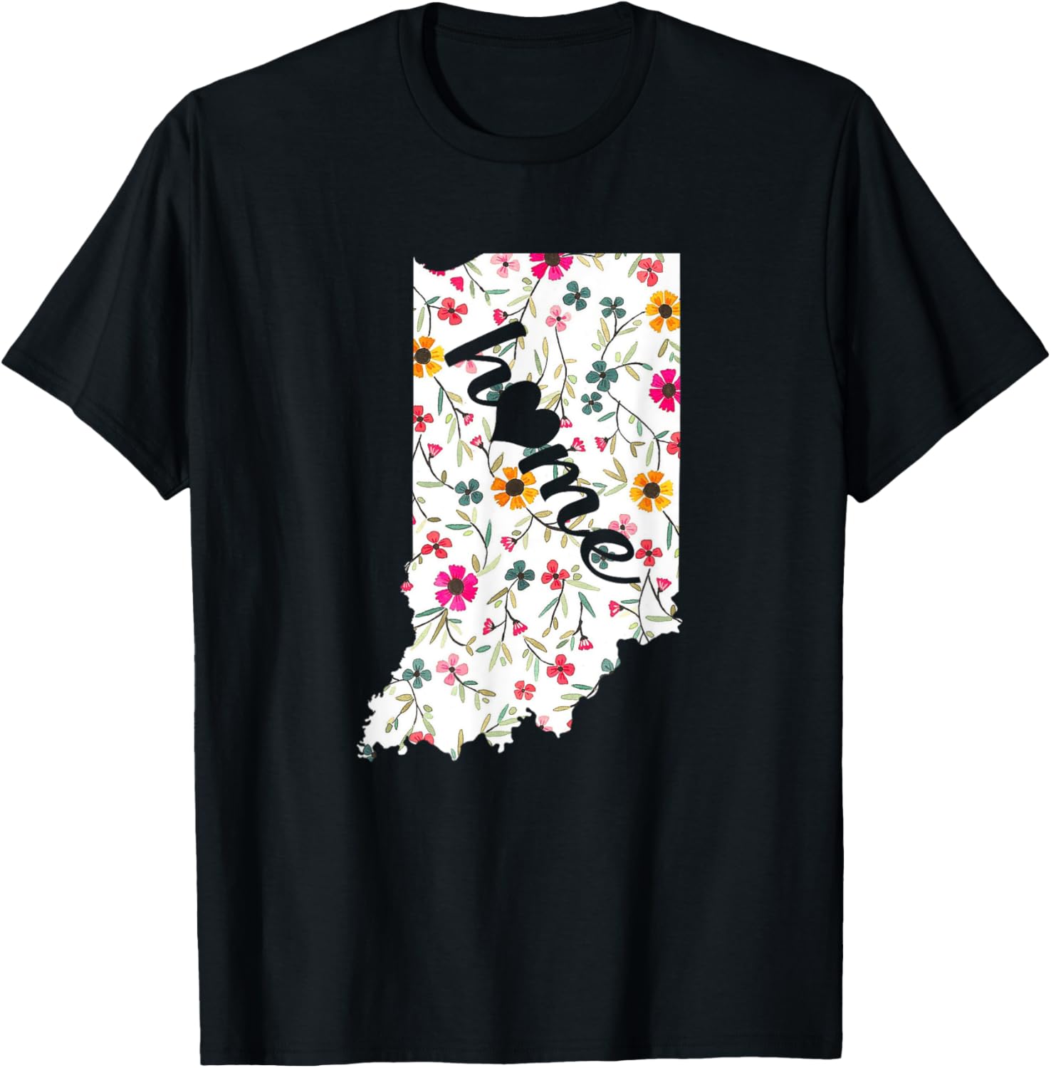 Floral Indiana Home T Shirt Indiana State In My Heart Shirt