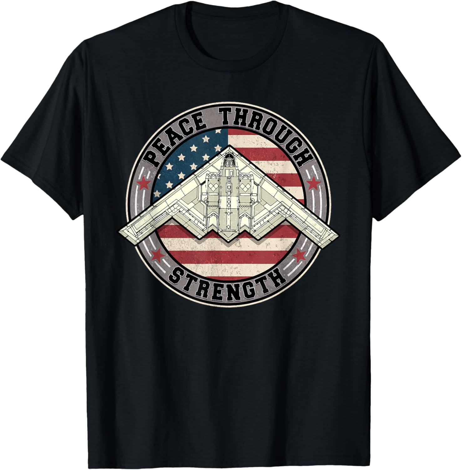 Peace Through Strength Distressed Flag USA Graphic