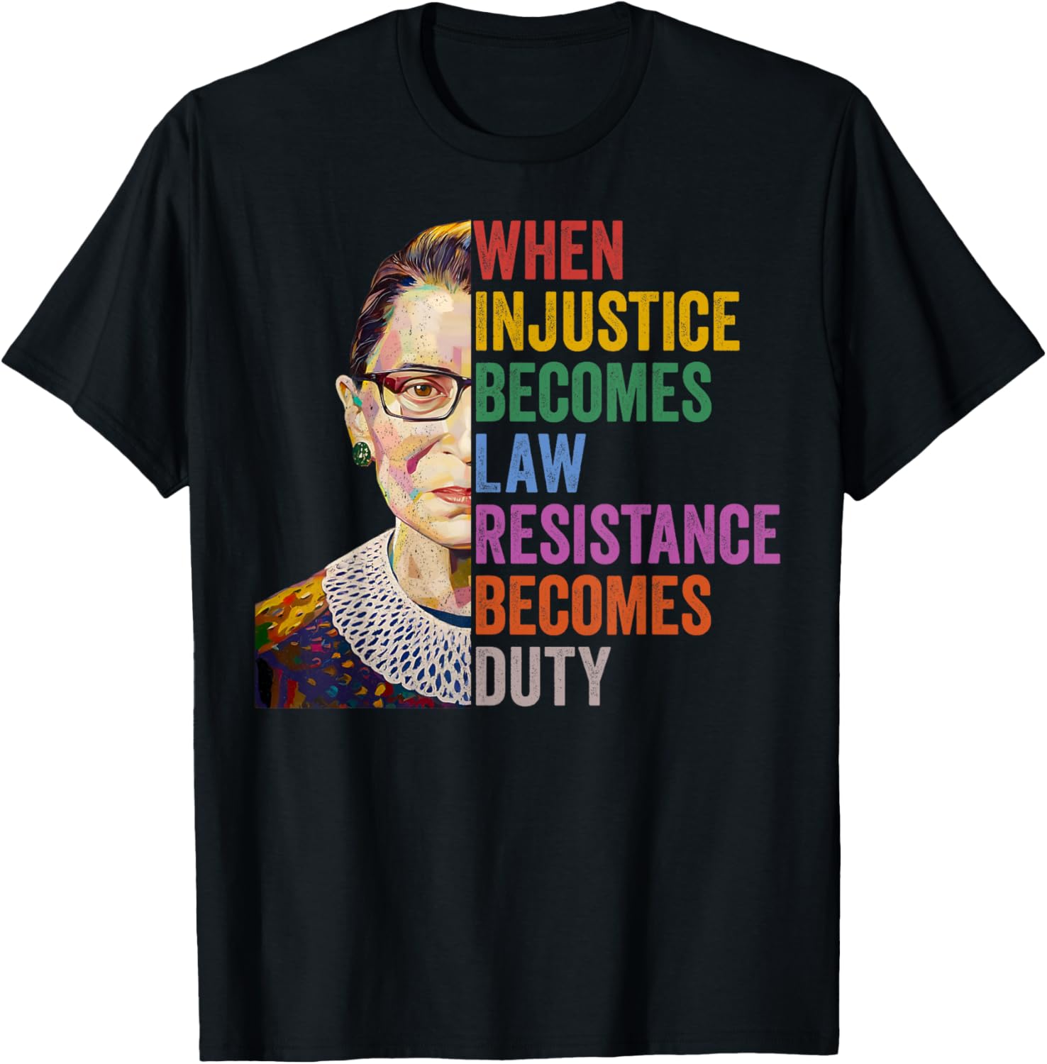 Notorious RBG Feminist Quotes Apparel Unisex Adults Black Small