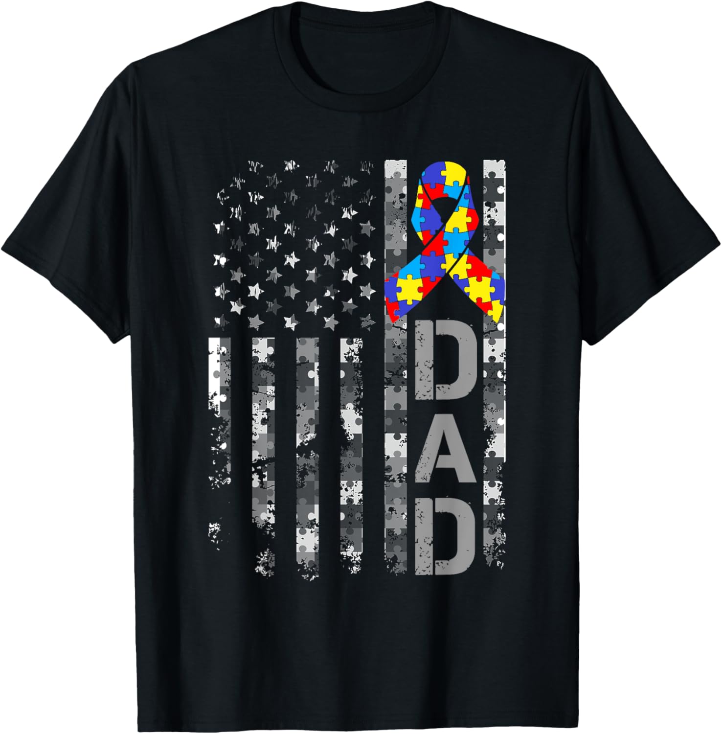 Autism Awareness Dad USA Flag Fathers day