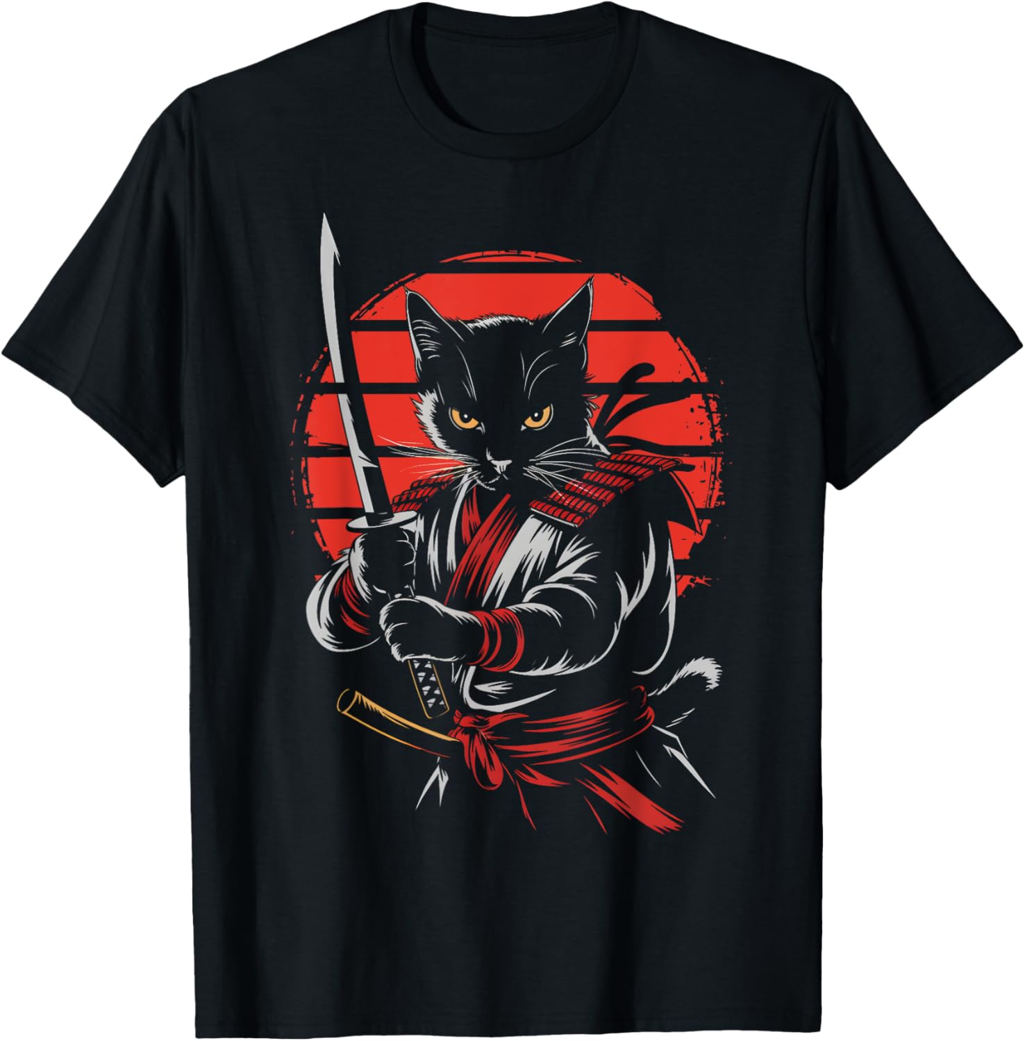 Samurai Cat Vintage Japanese Art Graphic Ninja Cat Men Women