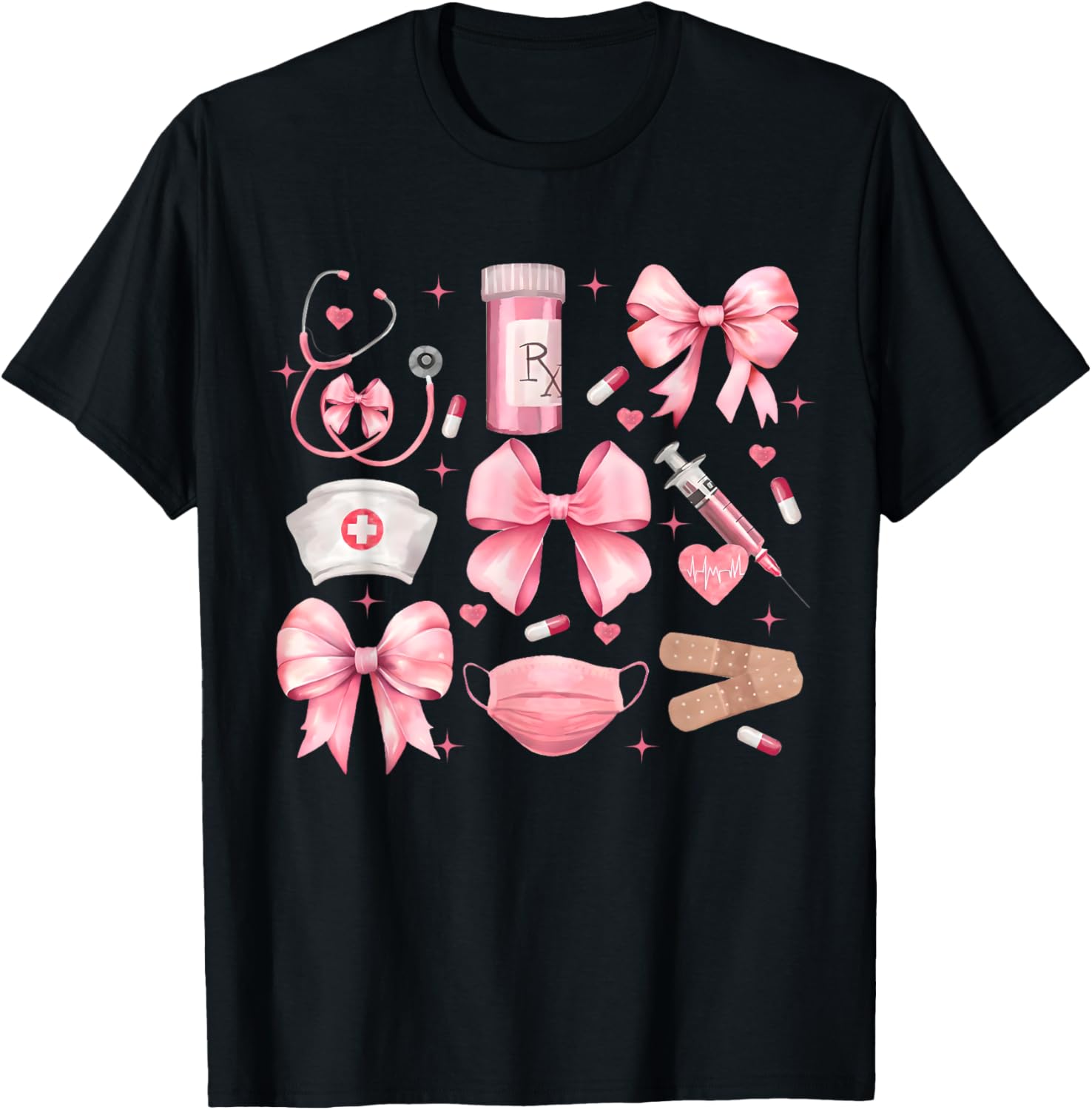 Women Pink Retro Nurse Coquette Pink Bow Girlie Nurse Life