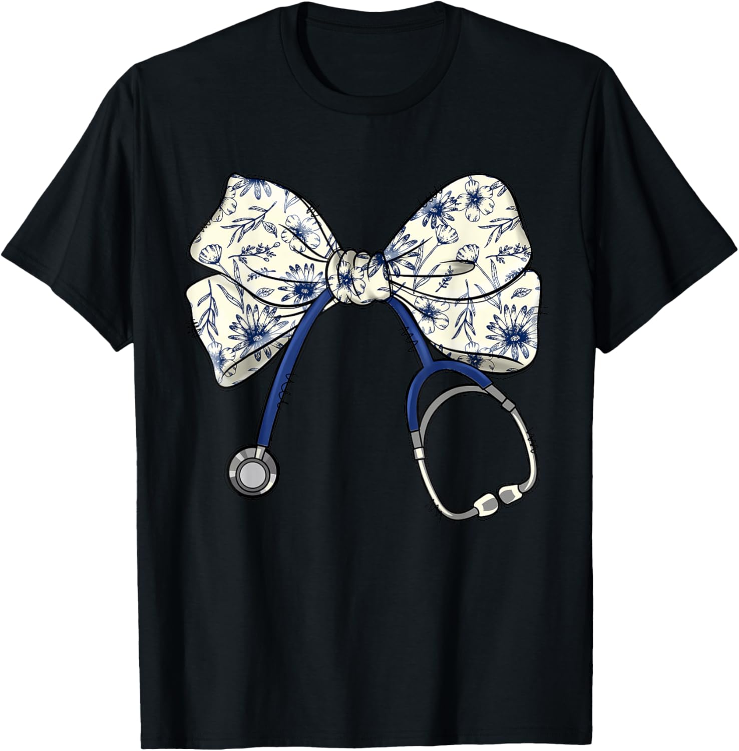 Floral Blue Coquette Bow Nurse Stethoscope Nursing Doctor