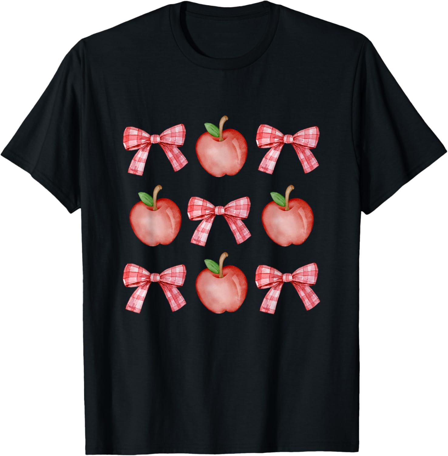 Apples and Checkered Bows Design Clean Girl Cute