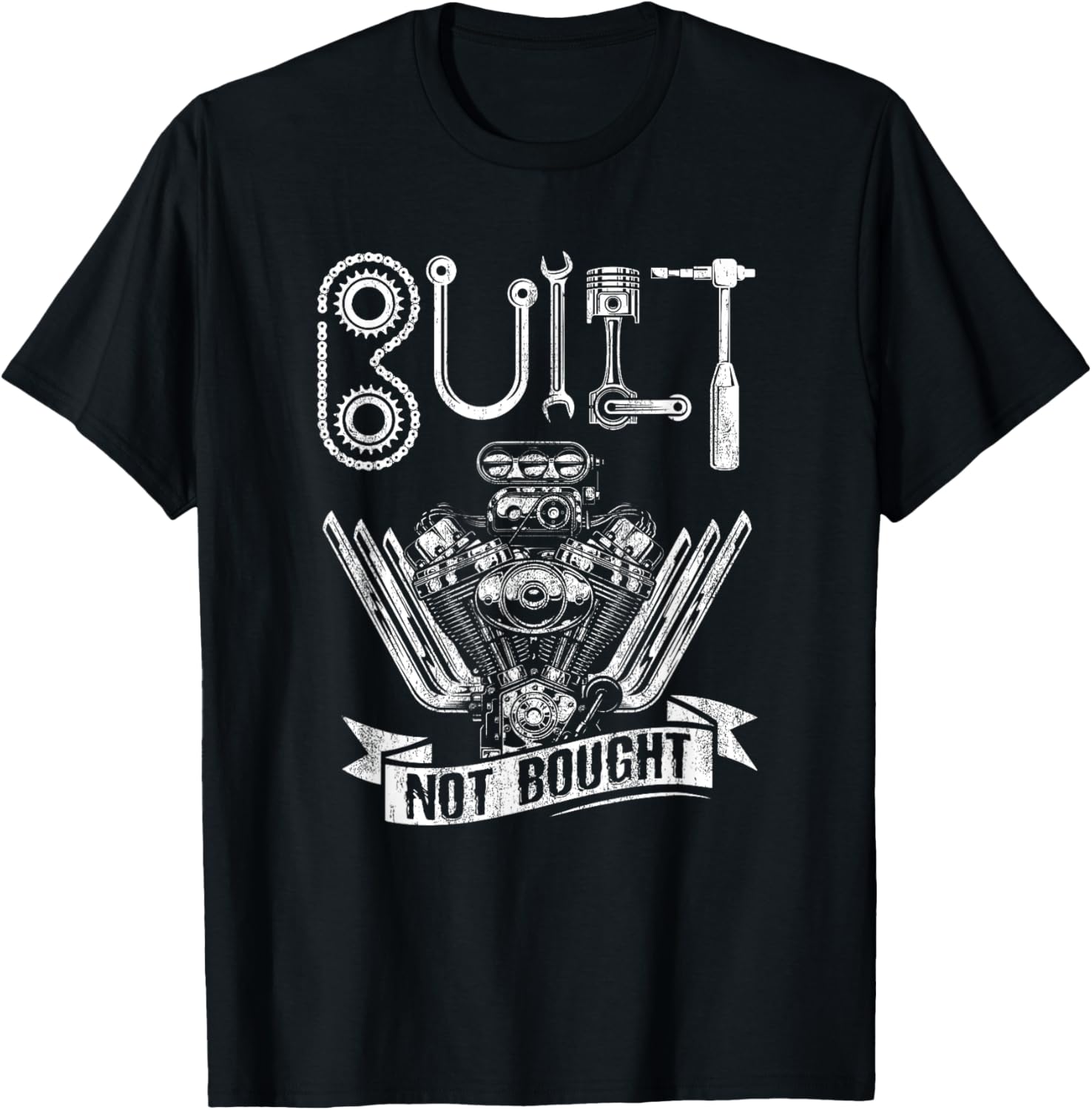 Funny Distressed Built Not Bought Hotrod Race Engine Gift