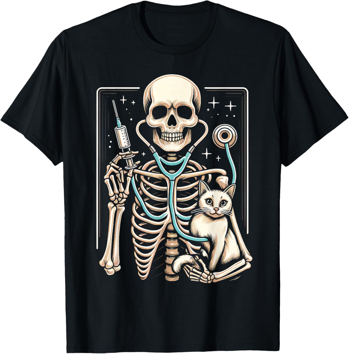 Skeleton Hug Cat Vet Tech Veterinarian Veterinary Halloween