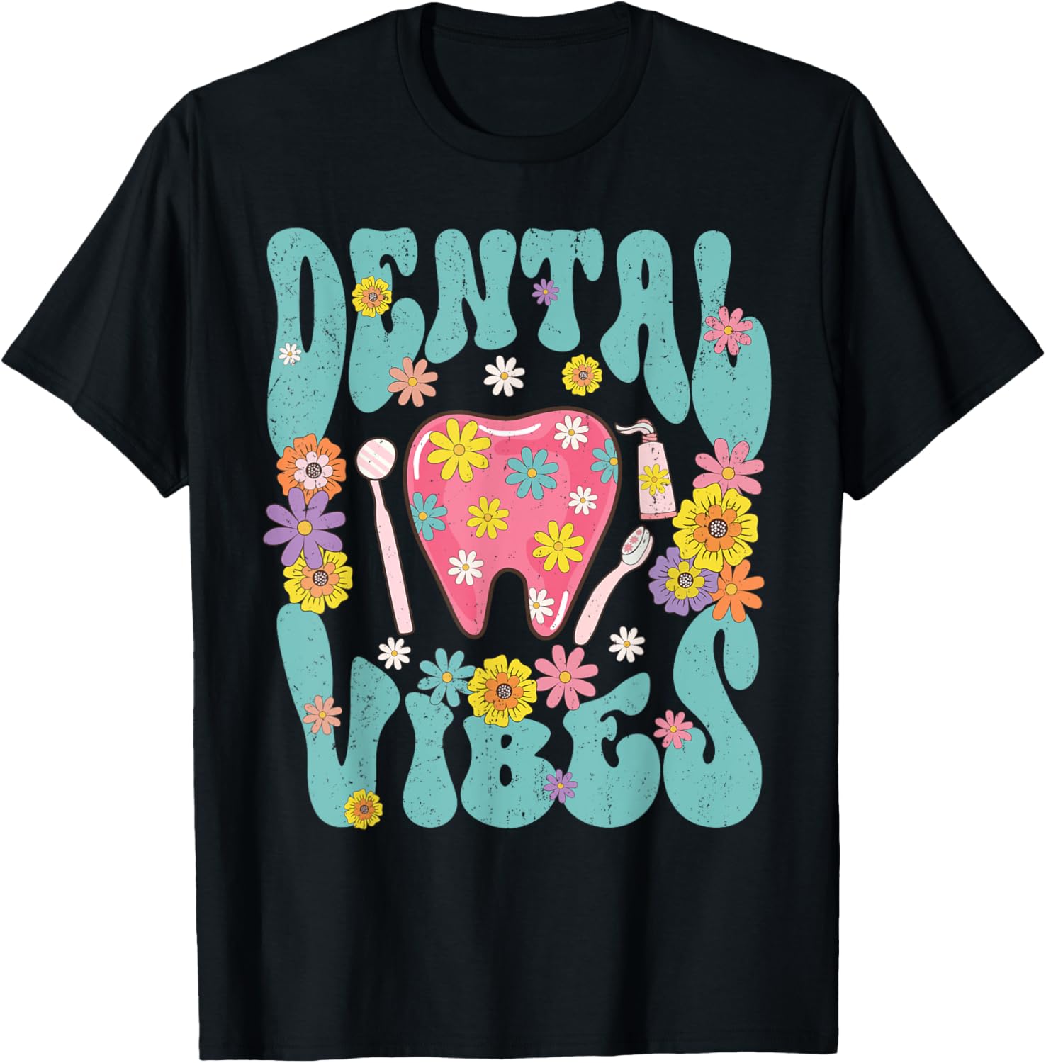 Retro Groovy Dental Vibe Hygienist Dentist Assistant Hygiene