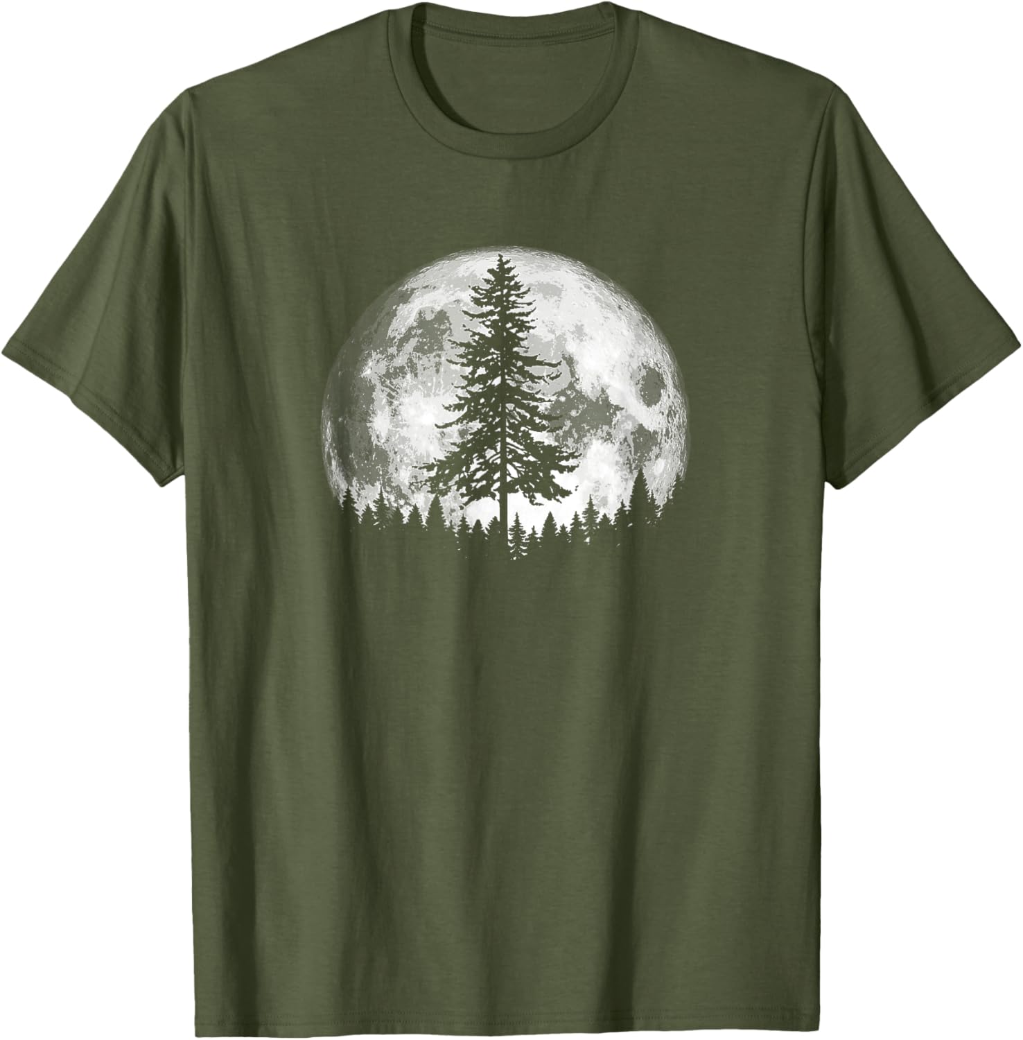 Retro Full Moon & Minimalist Pine Tree Vintage Graphic