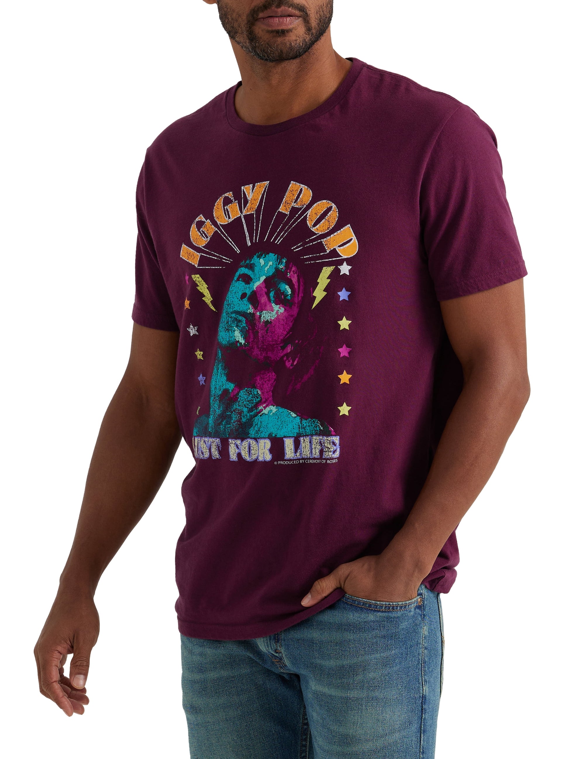 Lee® Men's Short Sleeve Iggy Pop Graphic Band Tee, Sizes S 3XL