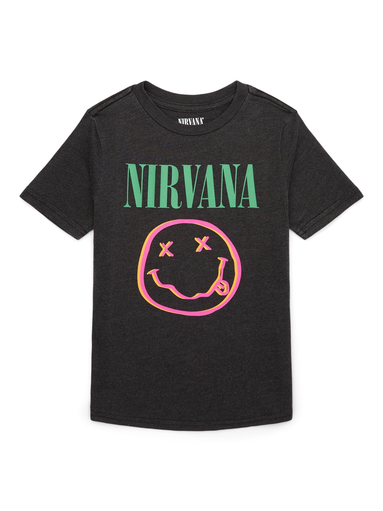 Nirvana Boys Smiley Graphic Tee with Short Sleeves, Sizes 4 18