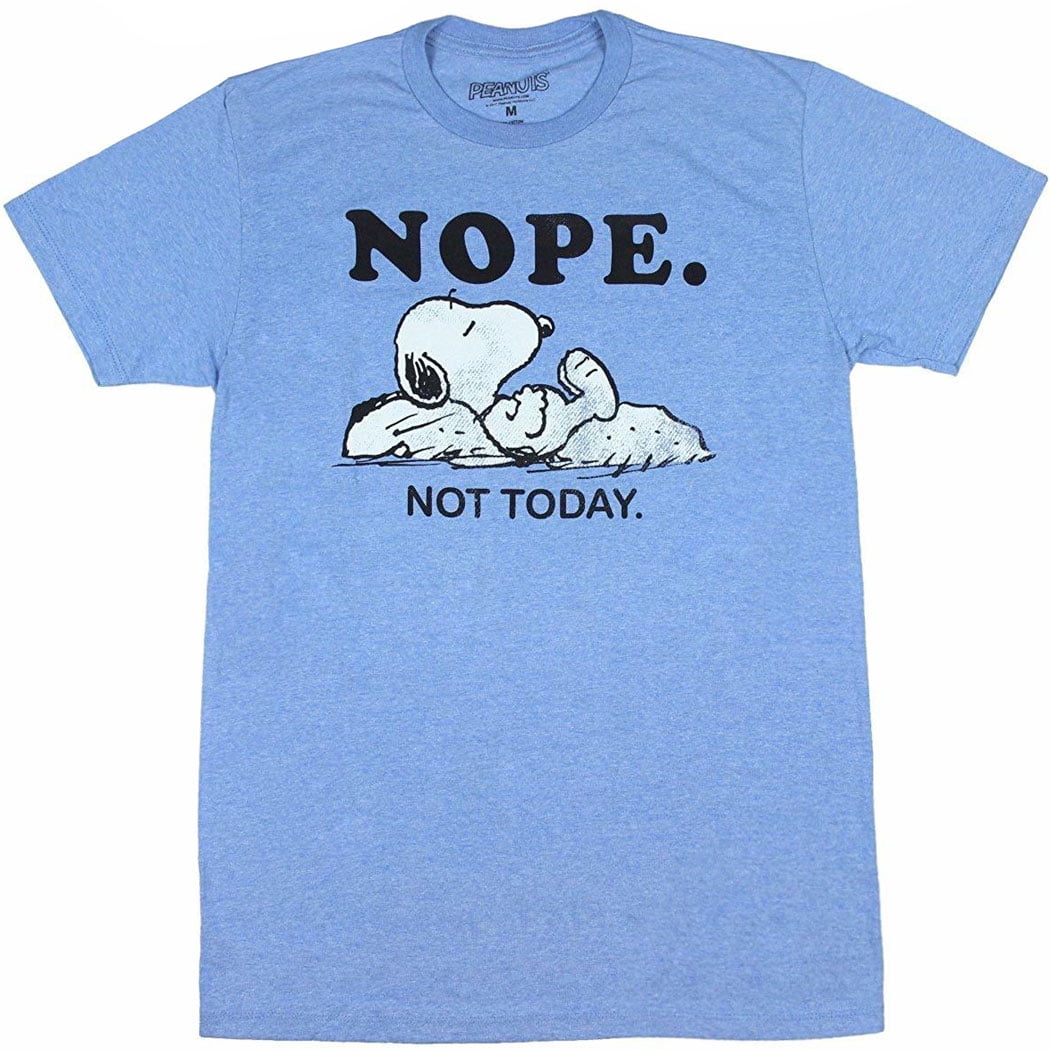 Peanuts Short Sleeve Crew Neck Snoopy Nope Not Today T Shirt (Men's)