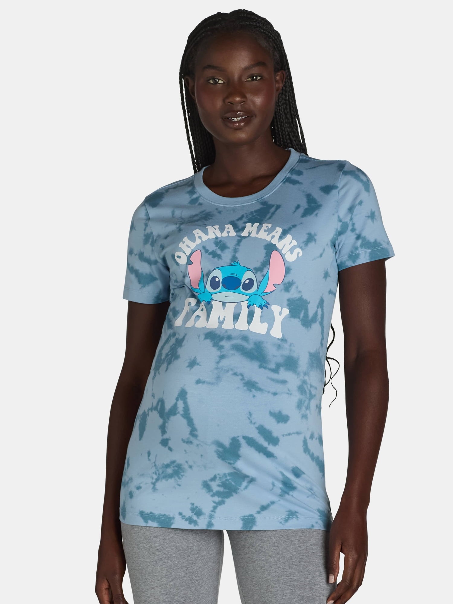 Stitch Women’s Maternity Graphic Tie Dye Tee with Short Sleeves, Sizes XS 2X