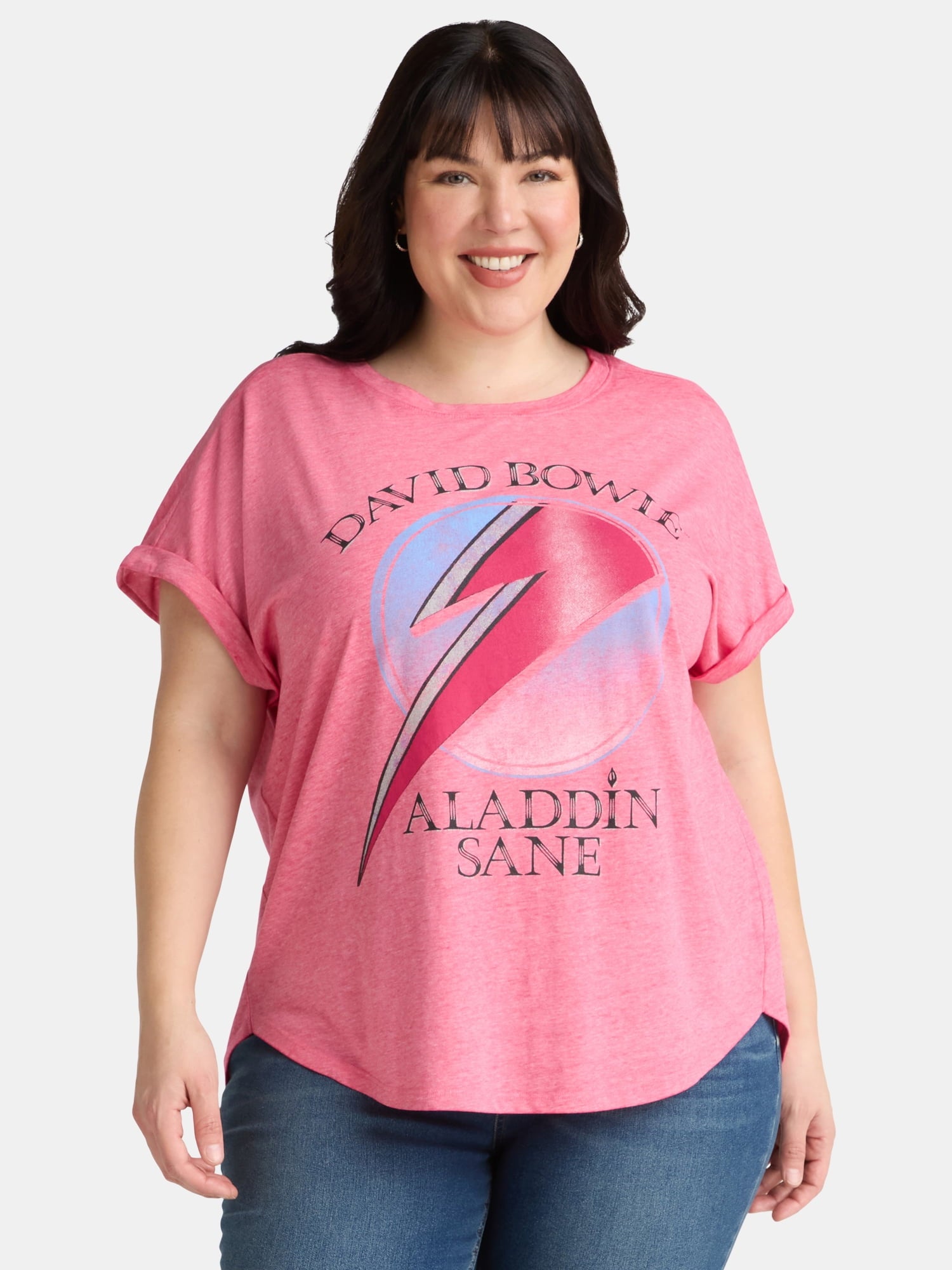 Terra & Sky Women's Plus Size David Bowie Bolt Graphic Tee, Sizes 0X 5X