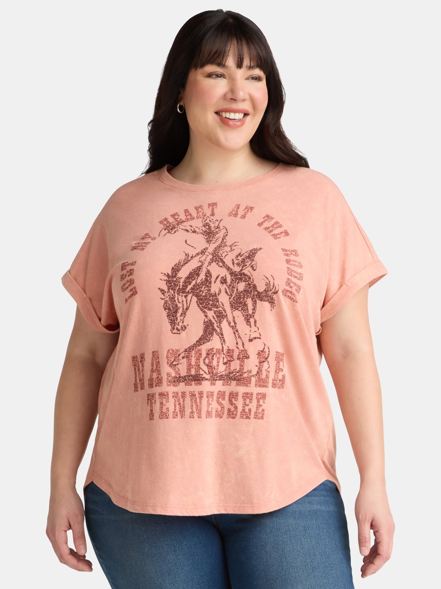 Terra & Sky Women's Plus Size Lost My Heart Graphic Tee, Sizes 0X 5X