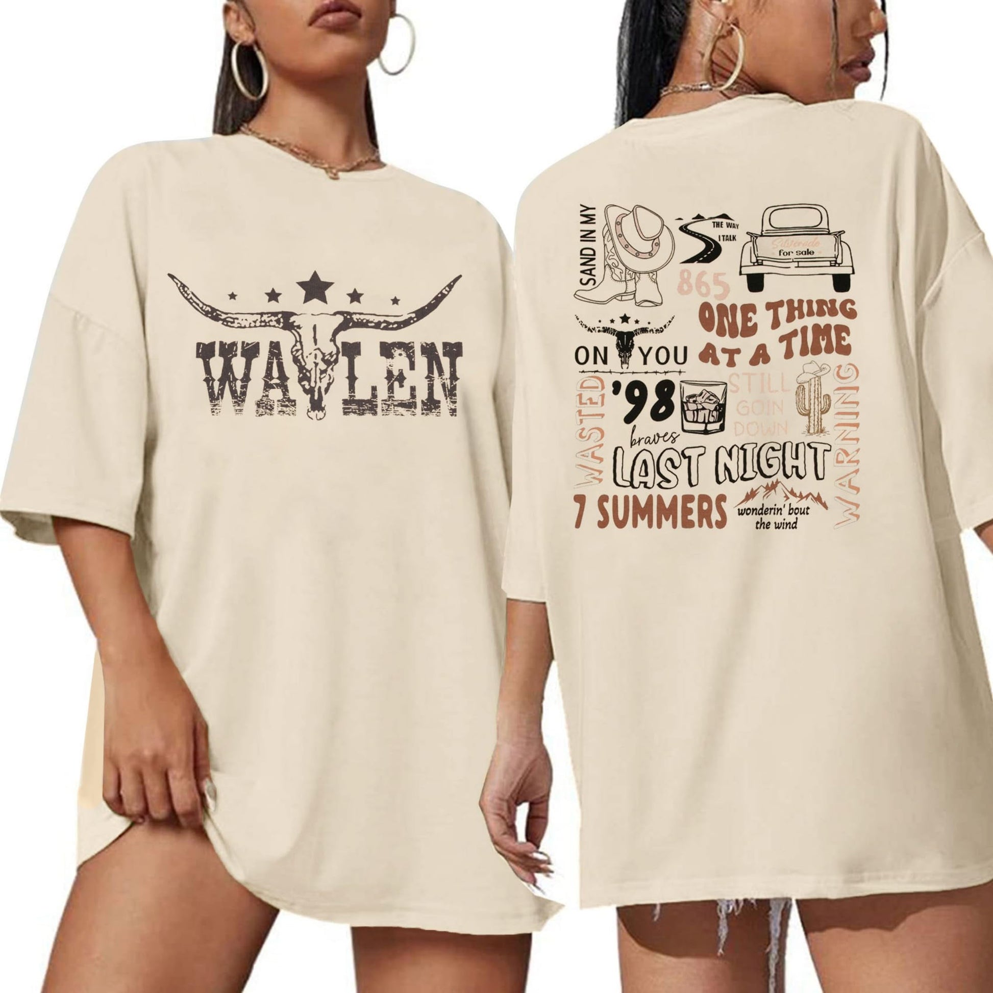VILOVE Cow Skull Shirts for Women Western Graphic Tees Oversized Country Music T Shirt Crew Neck Short Sleeve Casual Tops