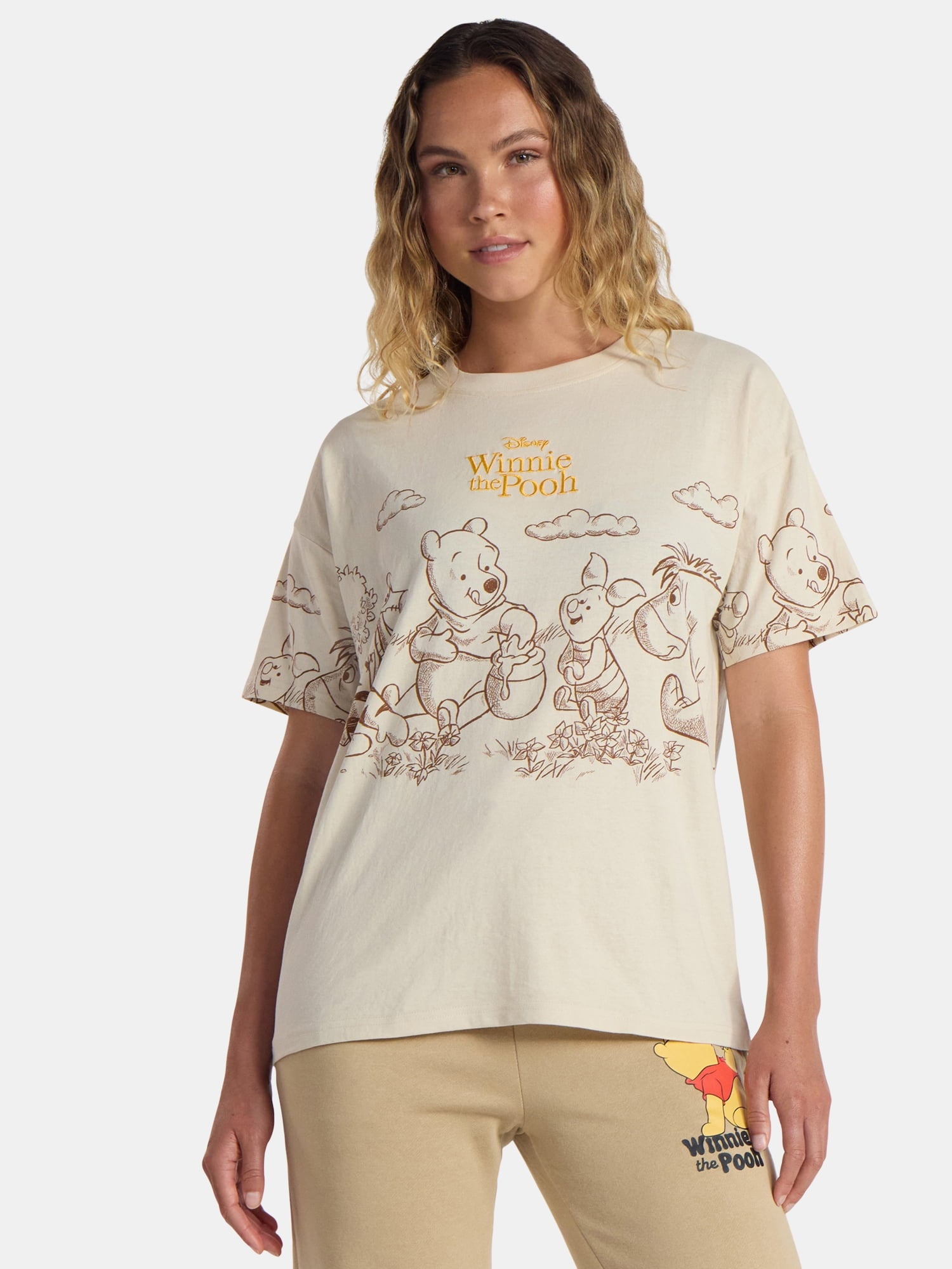 Disney Women's Winnie the Pooh Graphic Tee with Short Sleeves, Sizes XXS 2XL