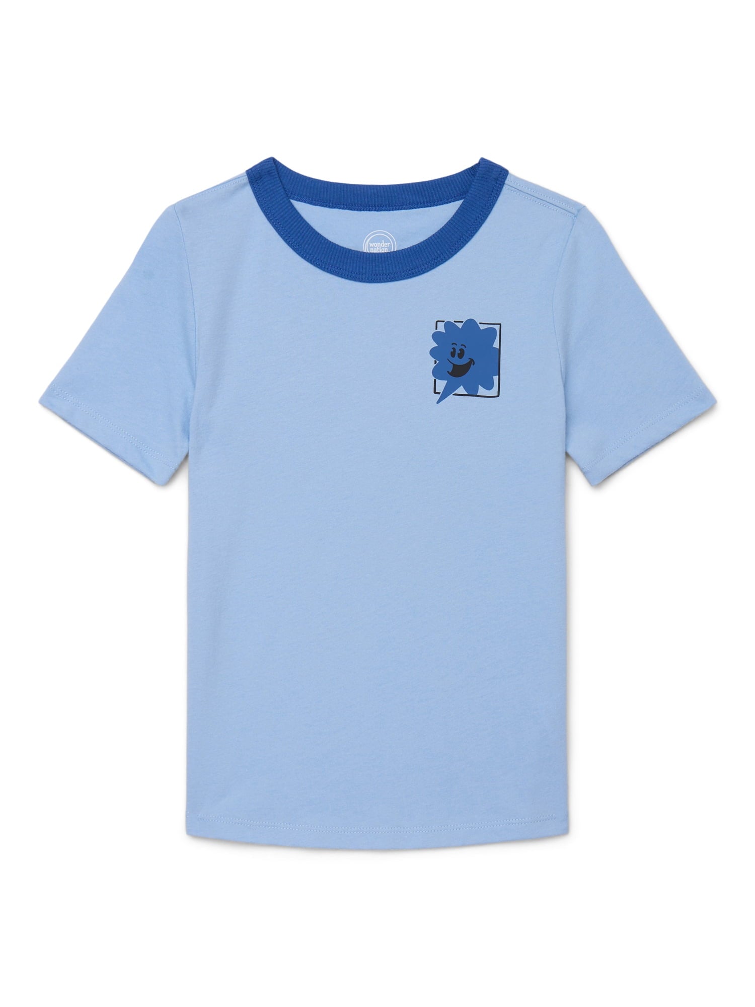 Wonder Nation Little Boys Short Sleeve Faces Tee, Sizes 4 10