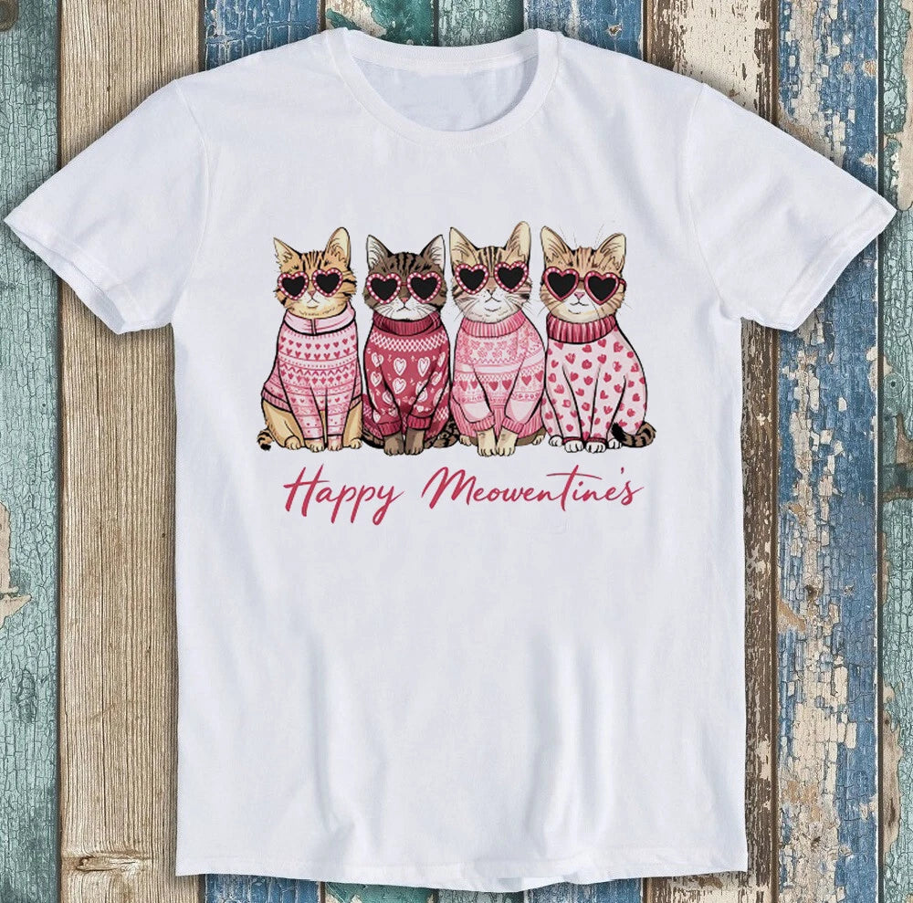 Valentine's Day Cat Valentine Heart Best Seller Funny Gift Tee T Shirt 1914
