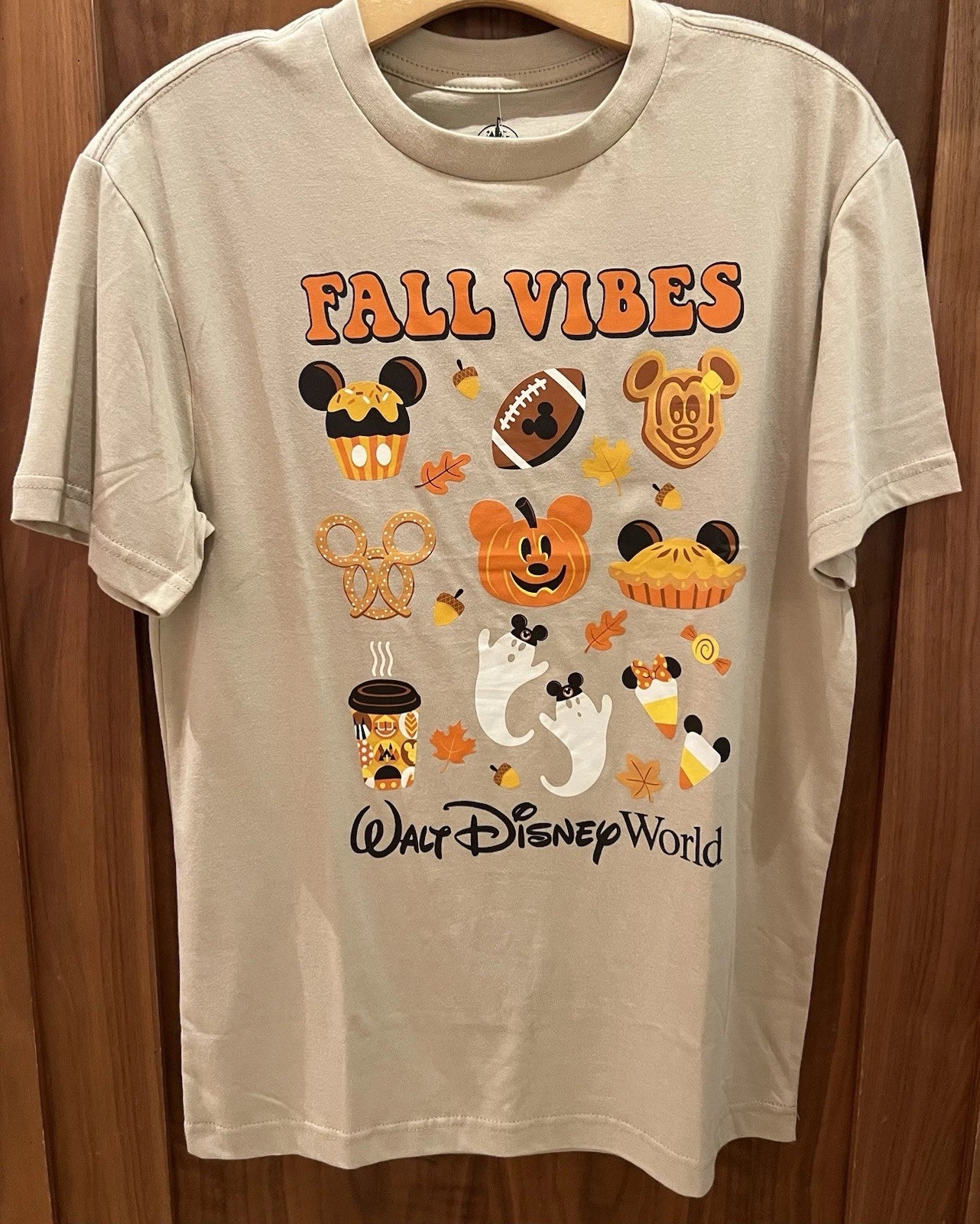 Disney Parks 2025 Fall Vibes Halloween Snacks Mickey Ghost Pumpkin Shirt Adult S