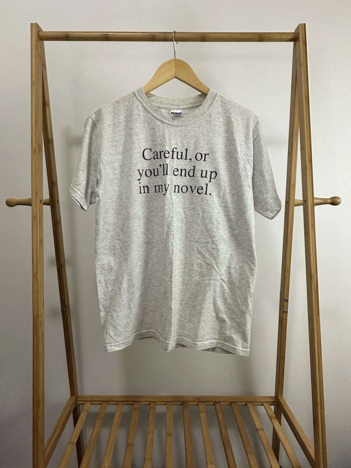 Vtg Careful Or You'll End Up In My Novel Book Author Writer Art T shirt Size M