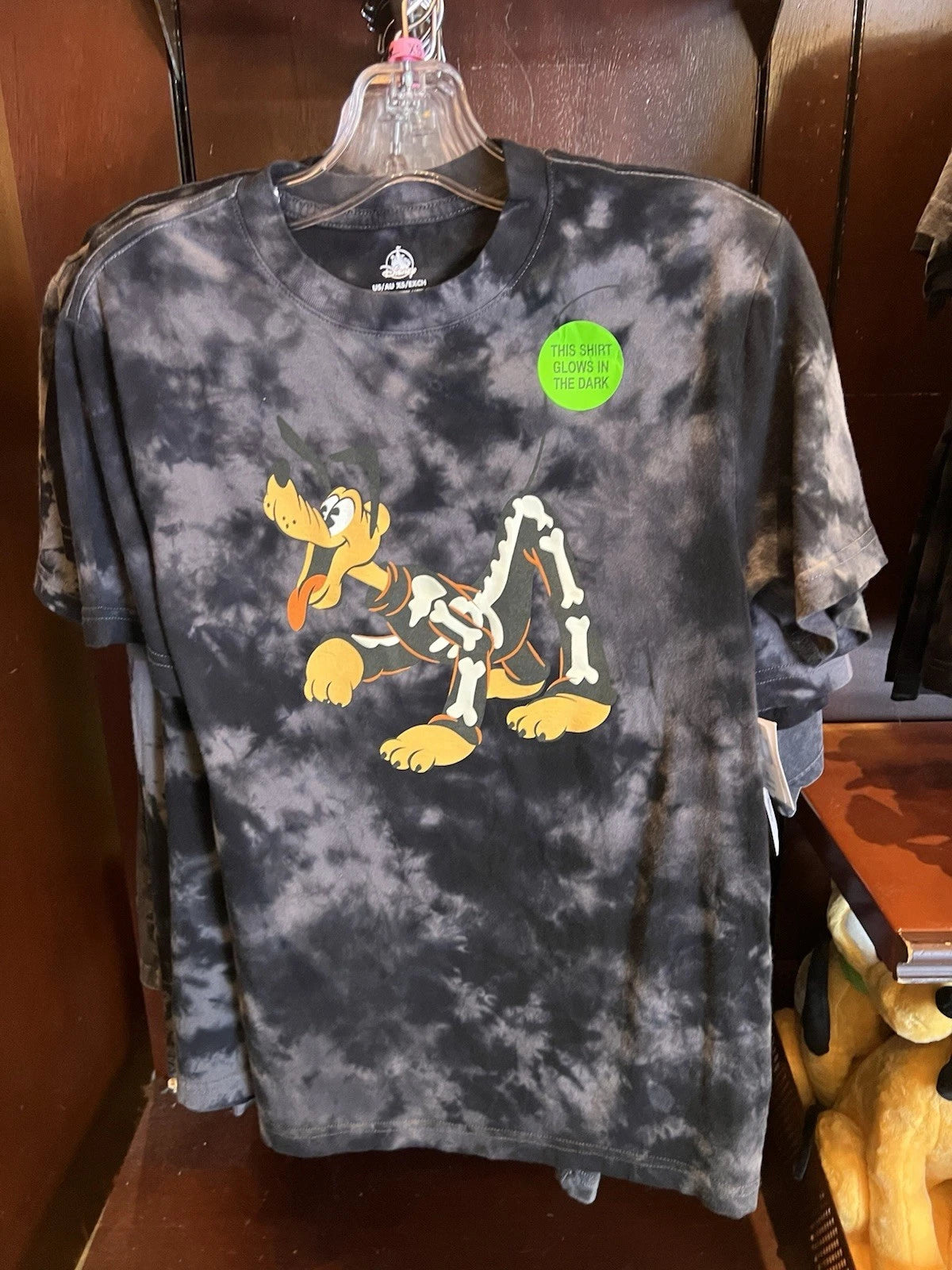 3xl   Disney Parks 2025 Pluto Skeleton Glow In The Dark Halloween Tie Dye Shirt