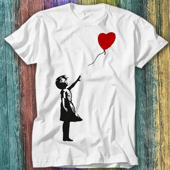 Banksy Little Cute Girl Hearth Love Balloon T Shirt Top Tee 192