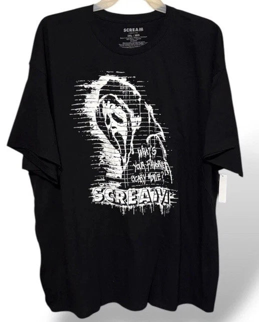 New Scream Ghostface T shirt 3xl 2025 Horror Movie Black Cotton Halloween Nwt