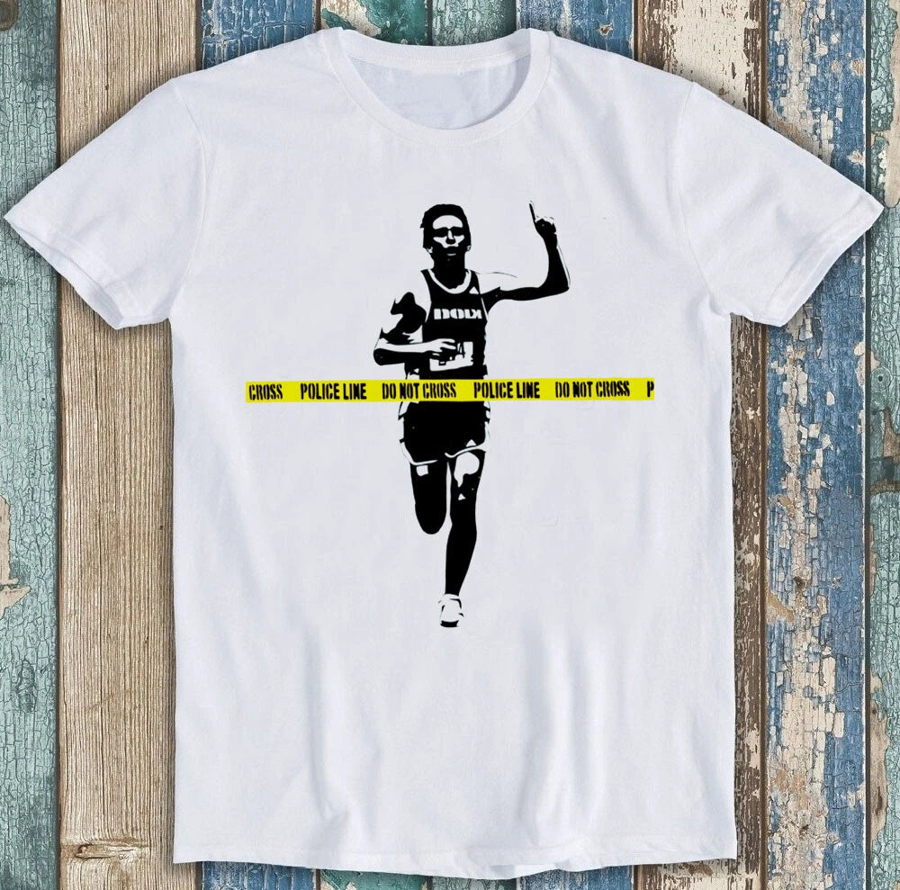Banksy Marathon Runner Police Line Best Seller Funny Gift Tee T Shirt M1634