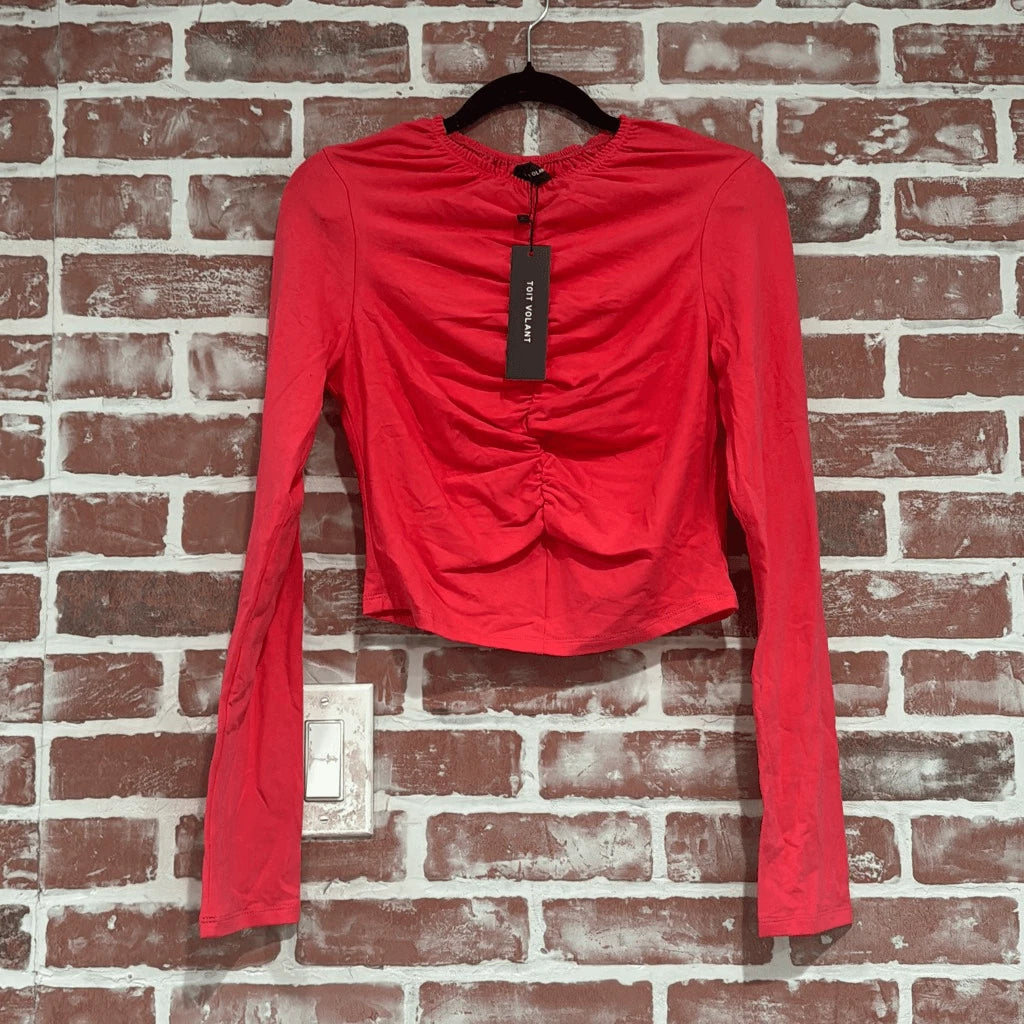 Nwt Toit Volant Womens Best Seller Long Sleeve Totty Top Coral Mist Size Large