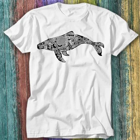 Whale Silhouette Doodle Nature Ocean Sea T Shirt Top Tee 612